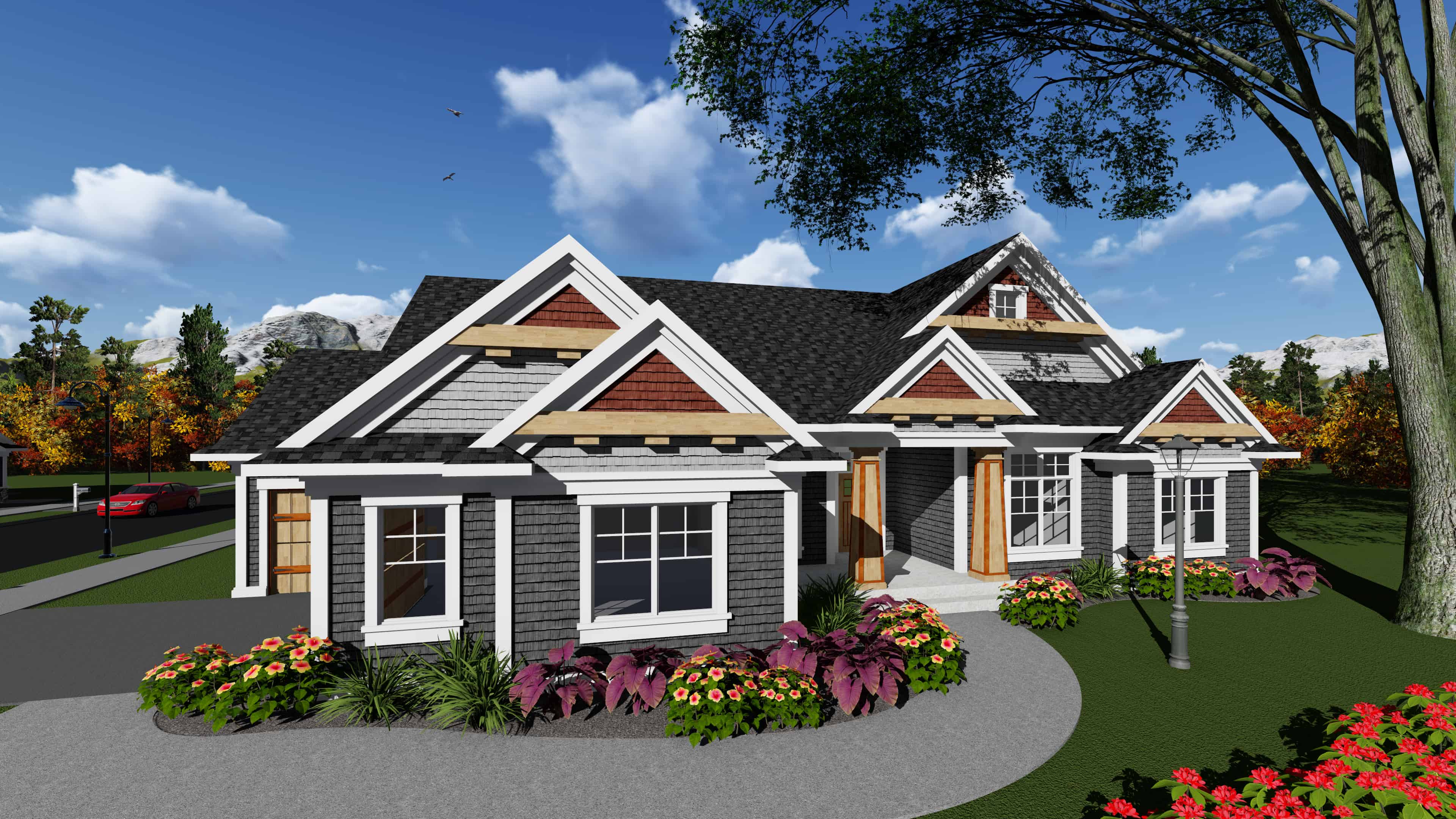 Front elevation of Ranch home (ThePlanCollection: House Plan #101-1916)