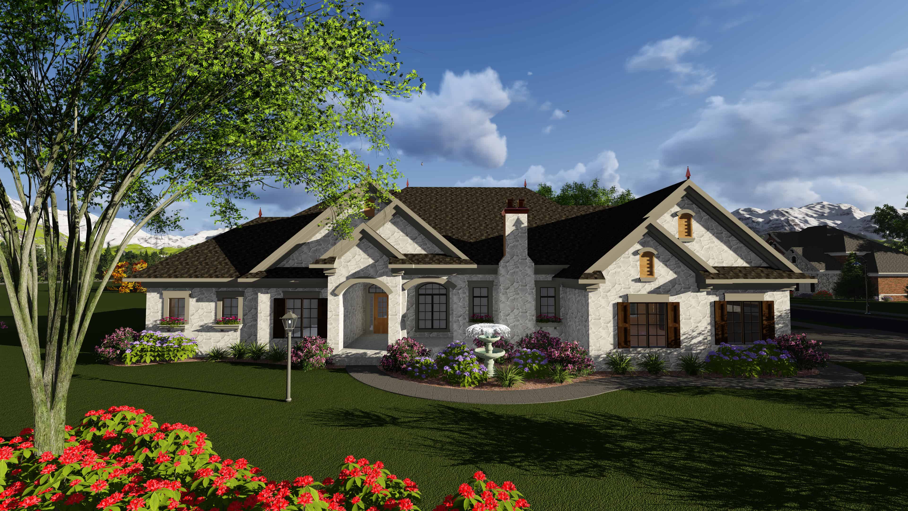 Front elevation of Acadian home (ThePlanCollection: House Plan #101-1922)