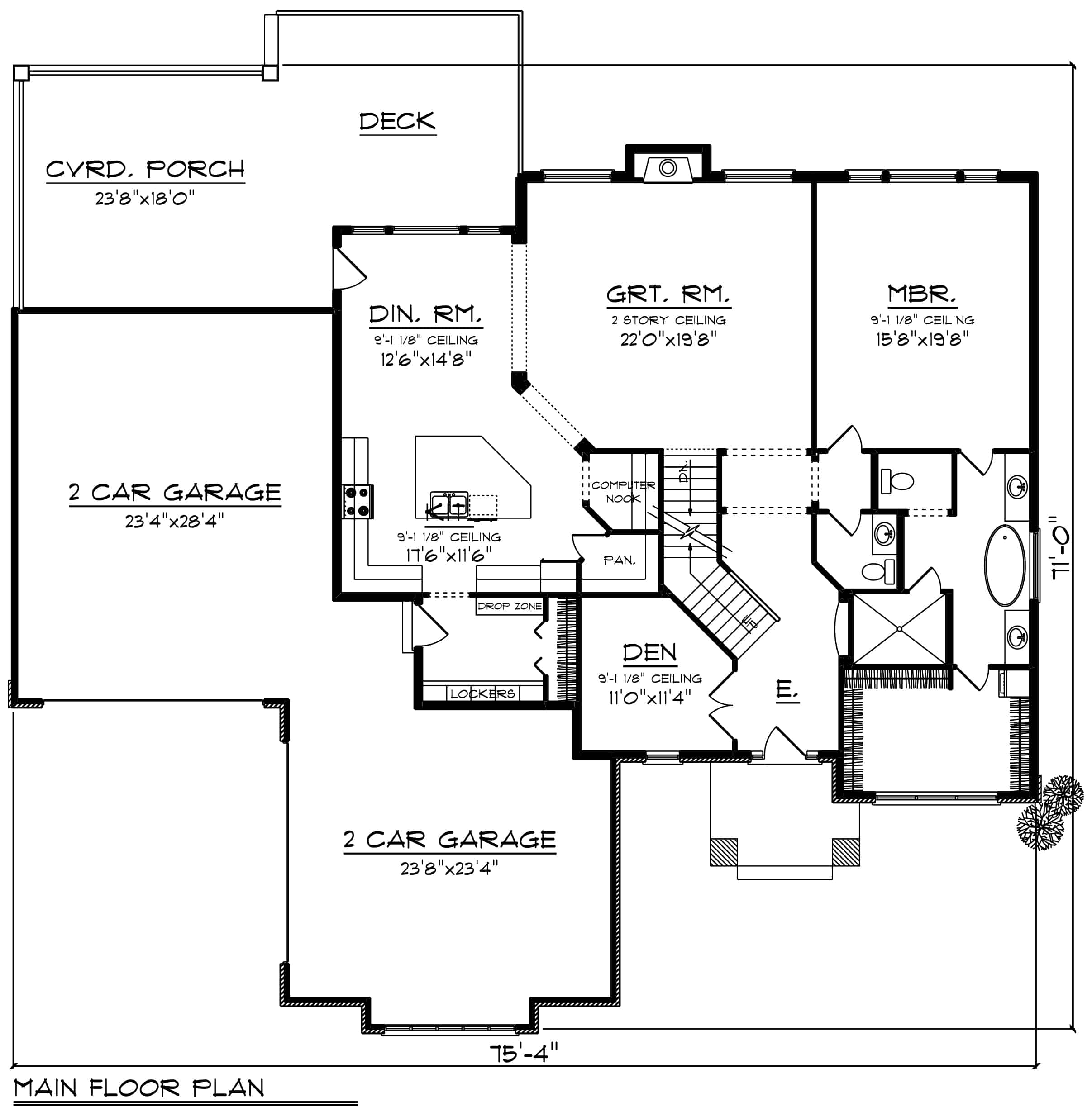 Main Level of Contemporary Plan #101-1930