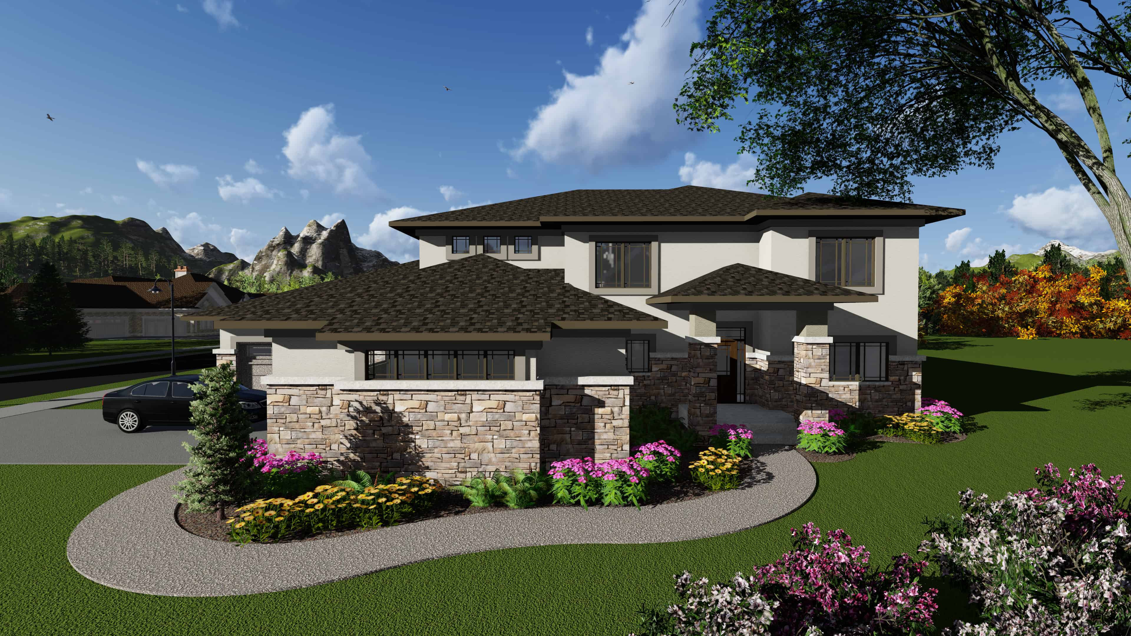 Front elevation of Contemporary home (ThePlanCollection: House Plan #101-1930)