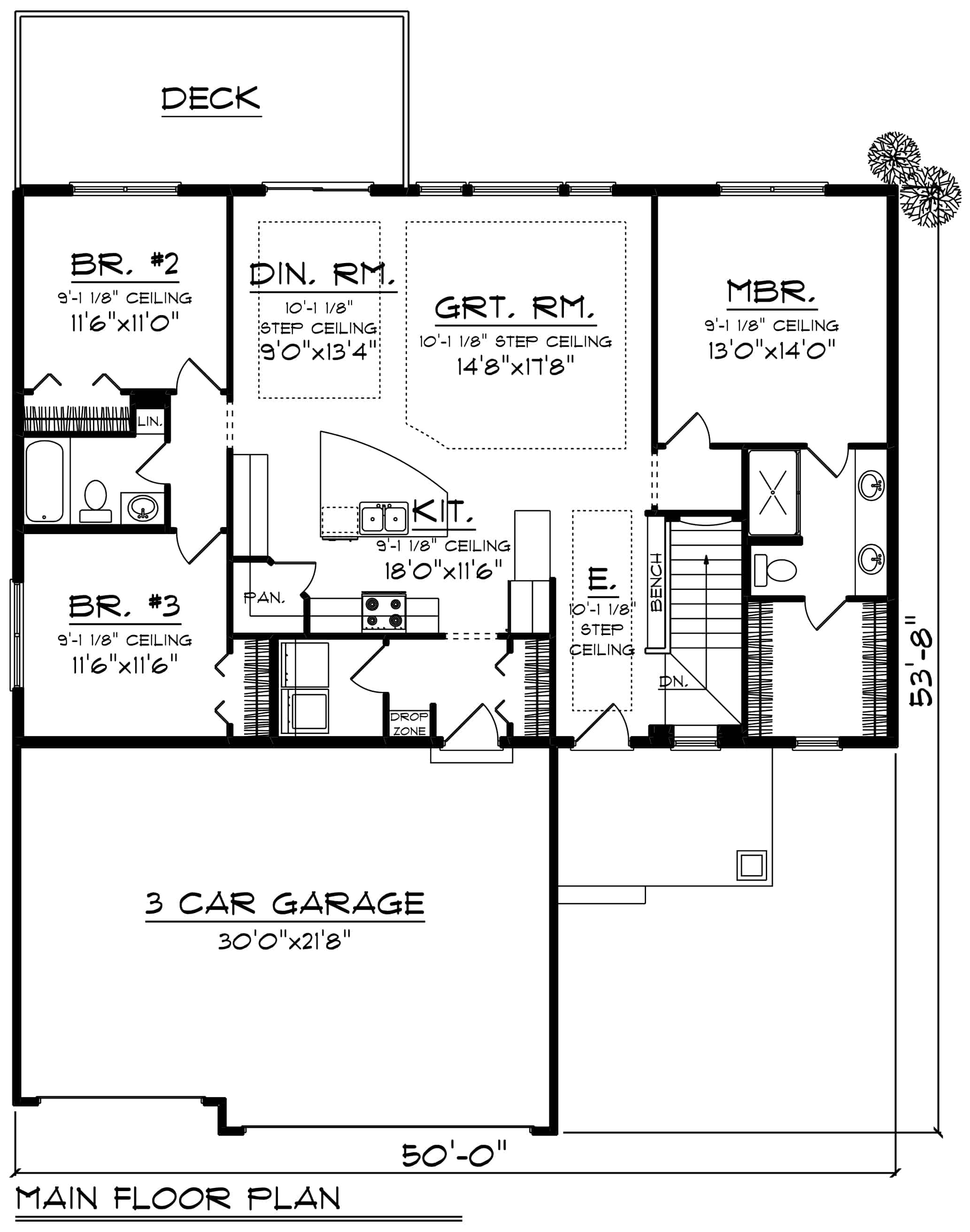 Main Level of Ranch Plan #101-1940