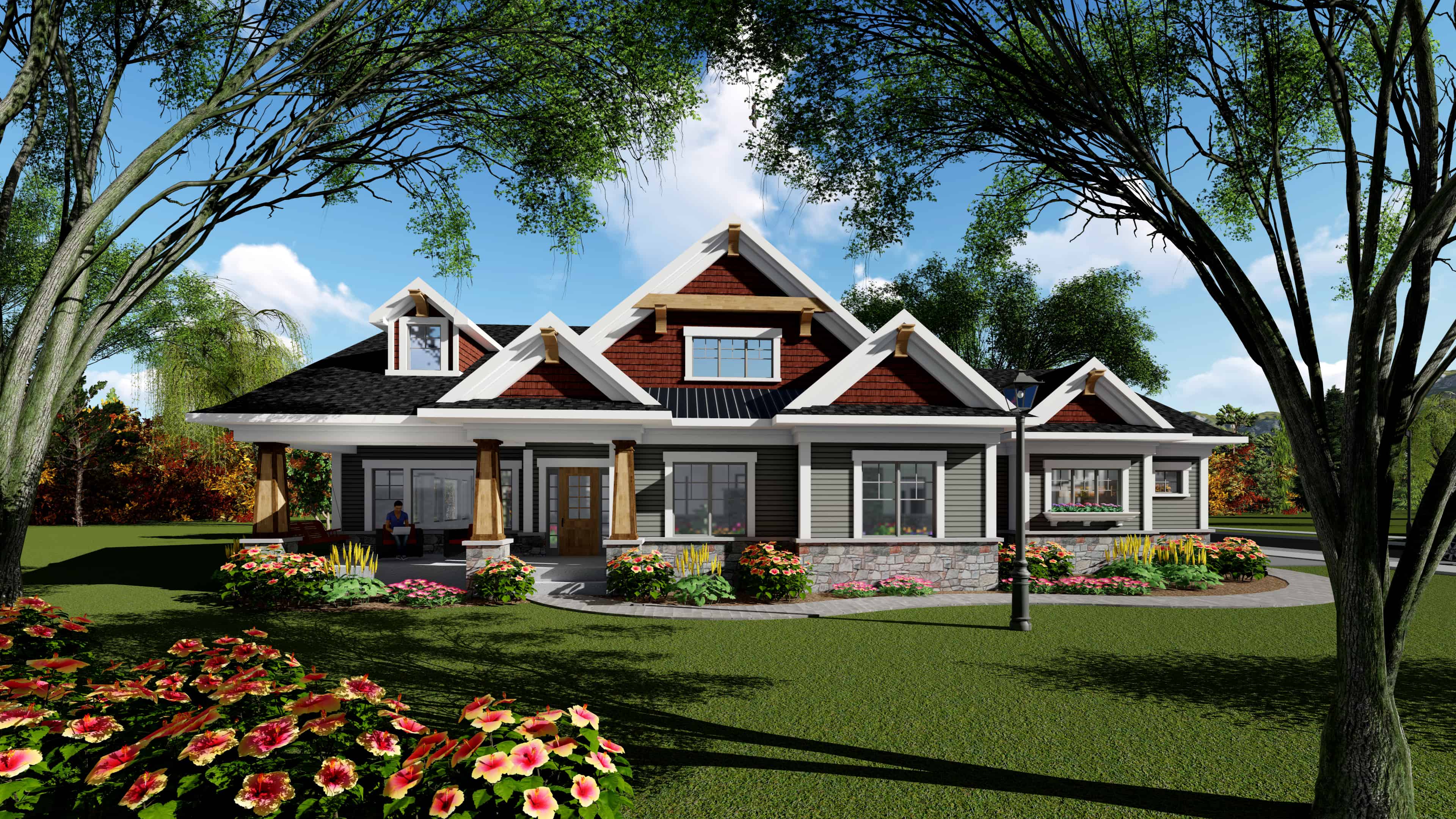 Front elevation of Ranch home (ThePlanCollection: House Plan #101-1944)