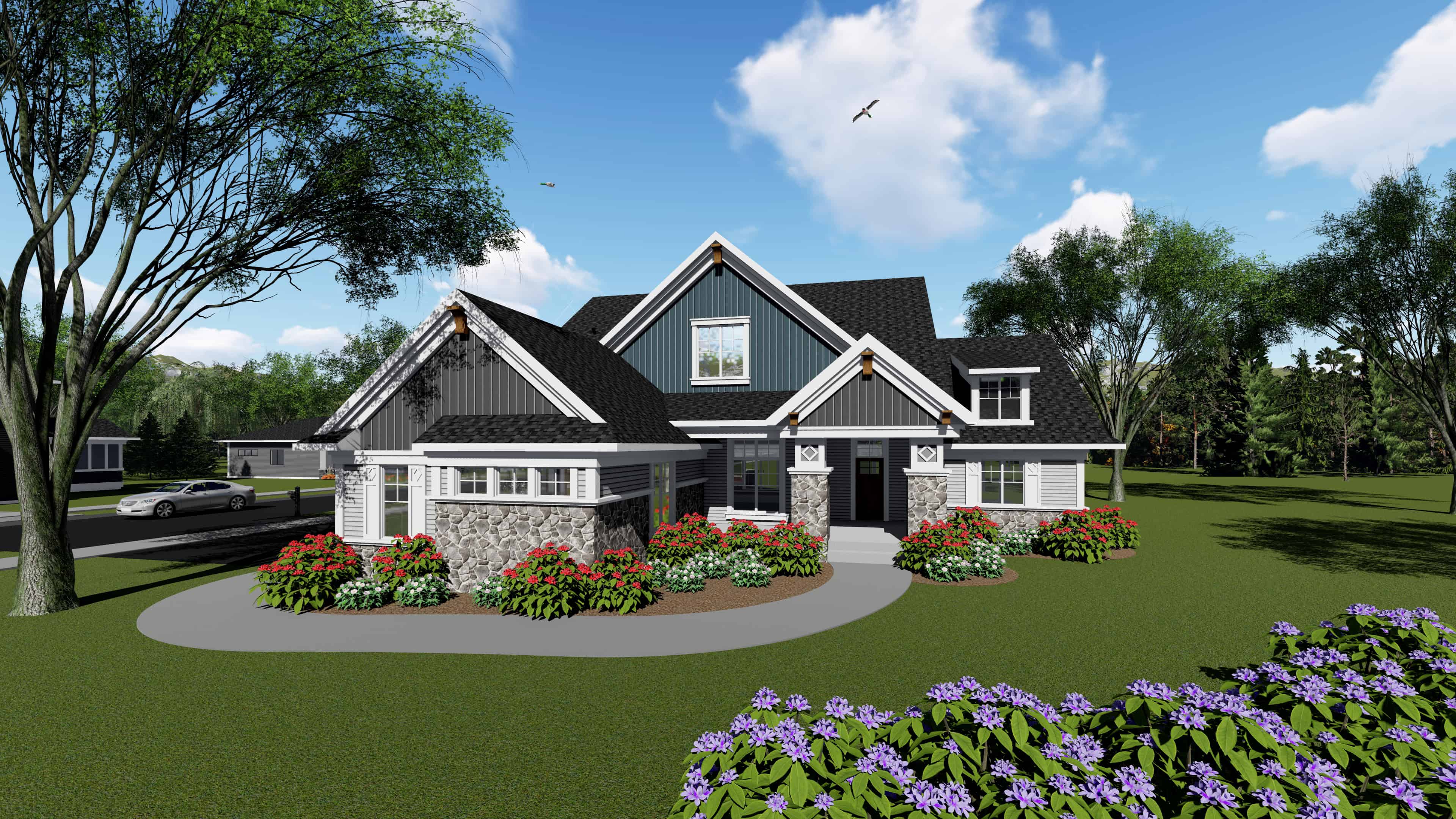 Front elevation of Ranch home (ThePlanCollection: House Plan #101-1951)