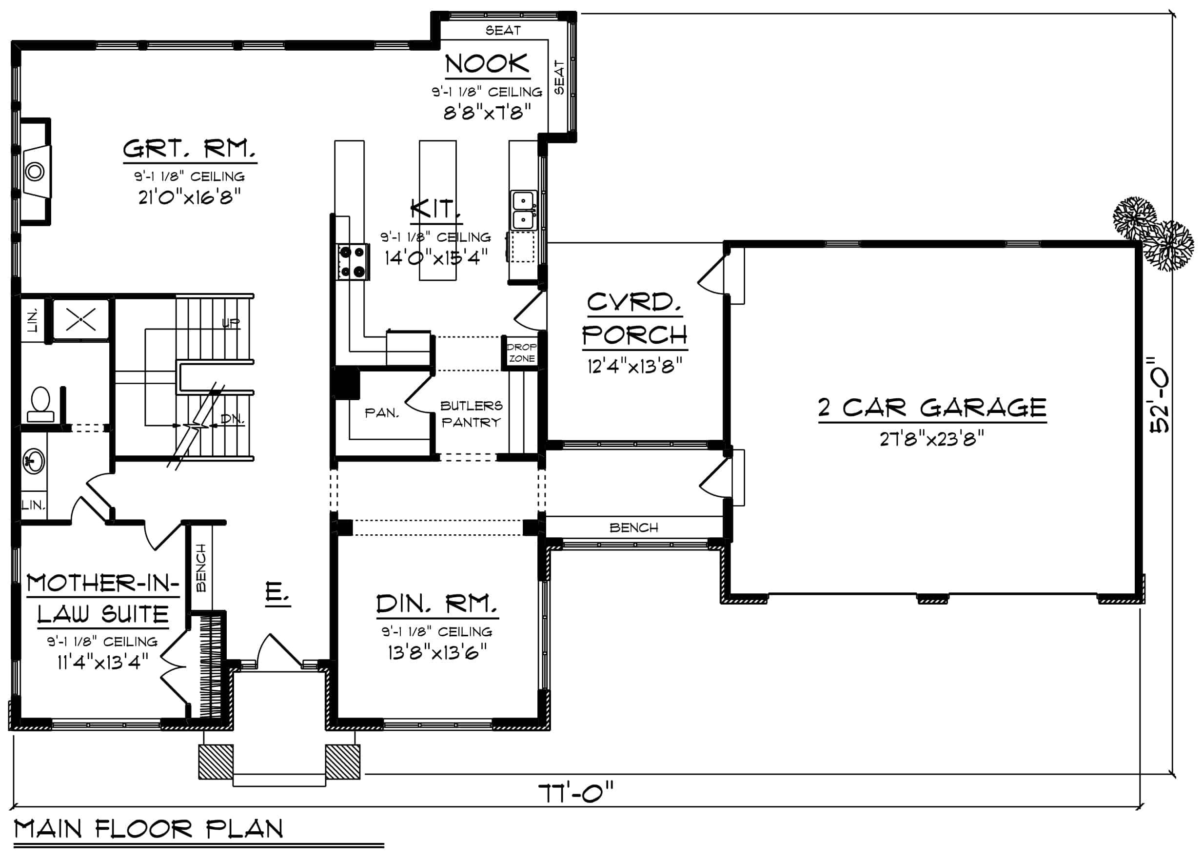 Main Level of Contemporary Plan #101-1957