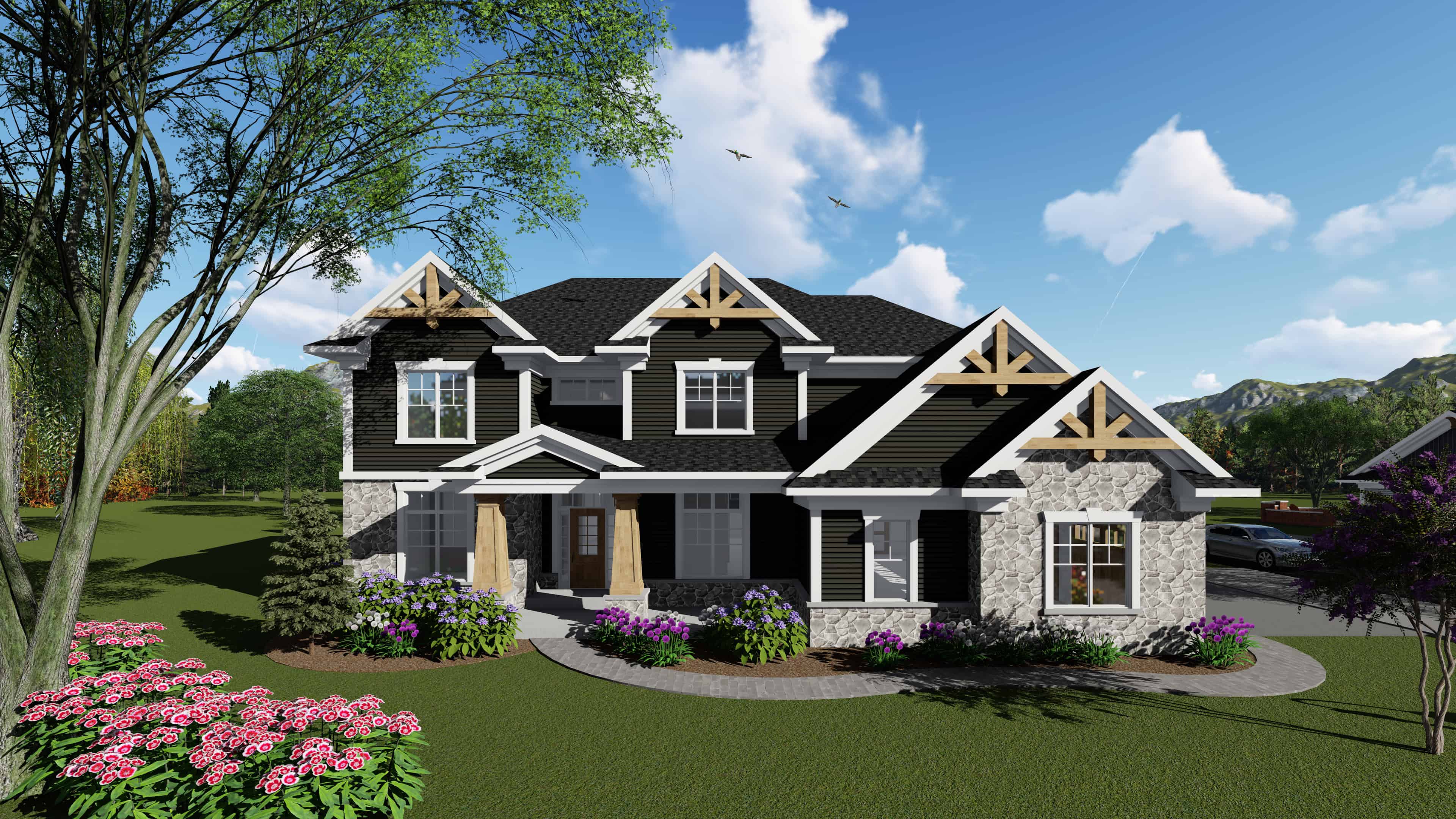 Front elevation of Farmhouse home (ThePlanCollection: House Plan #101-1958)