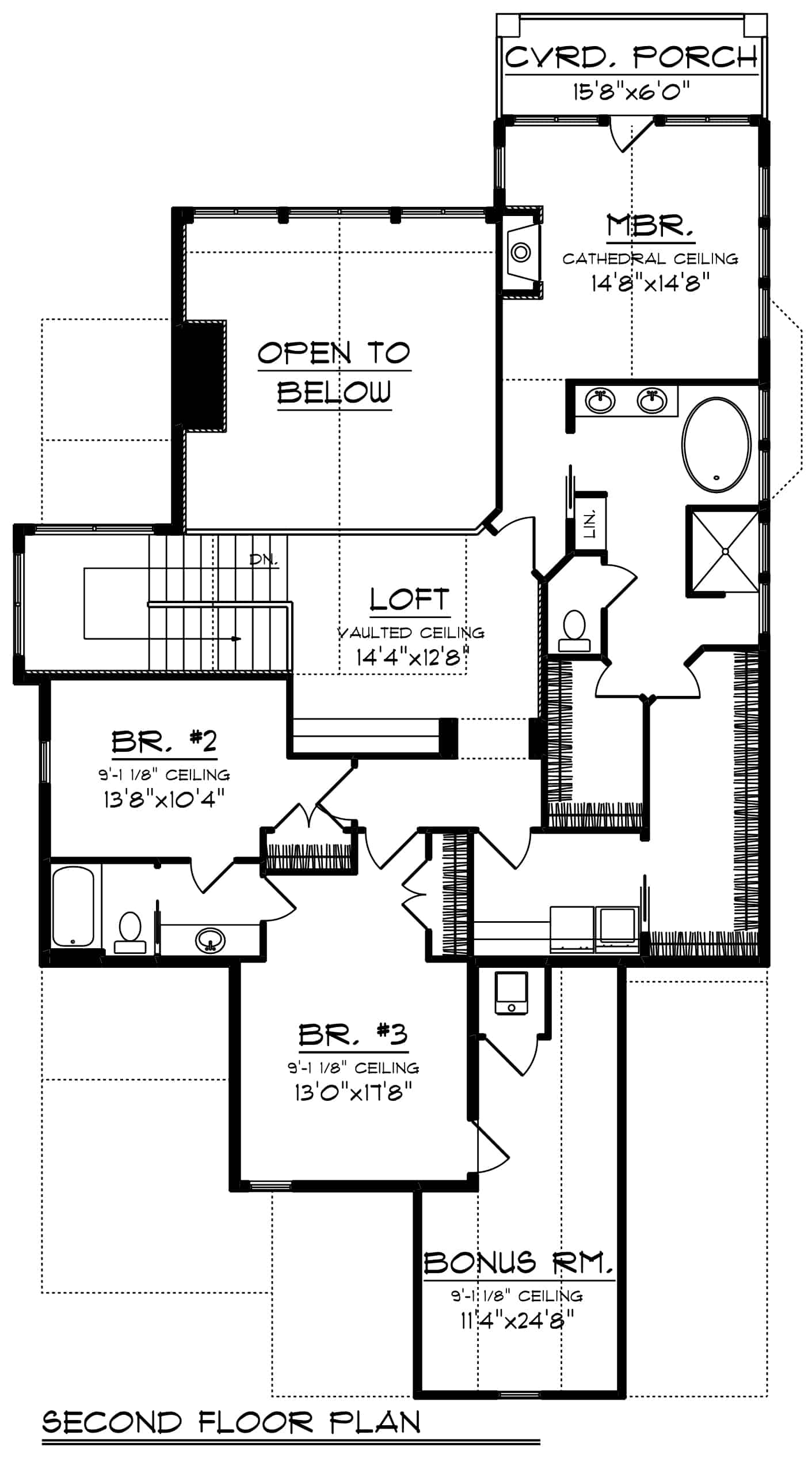 Upper Level of Farmhouse Plan #101-1959