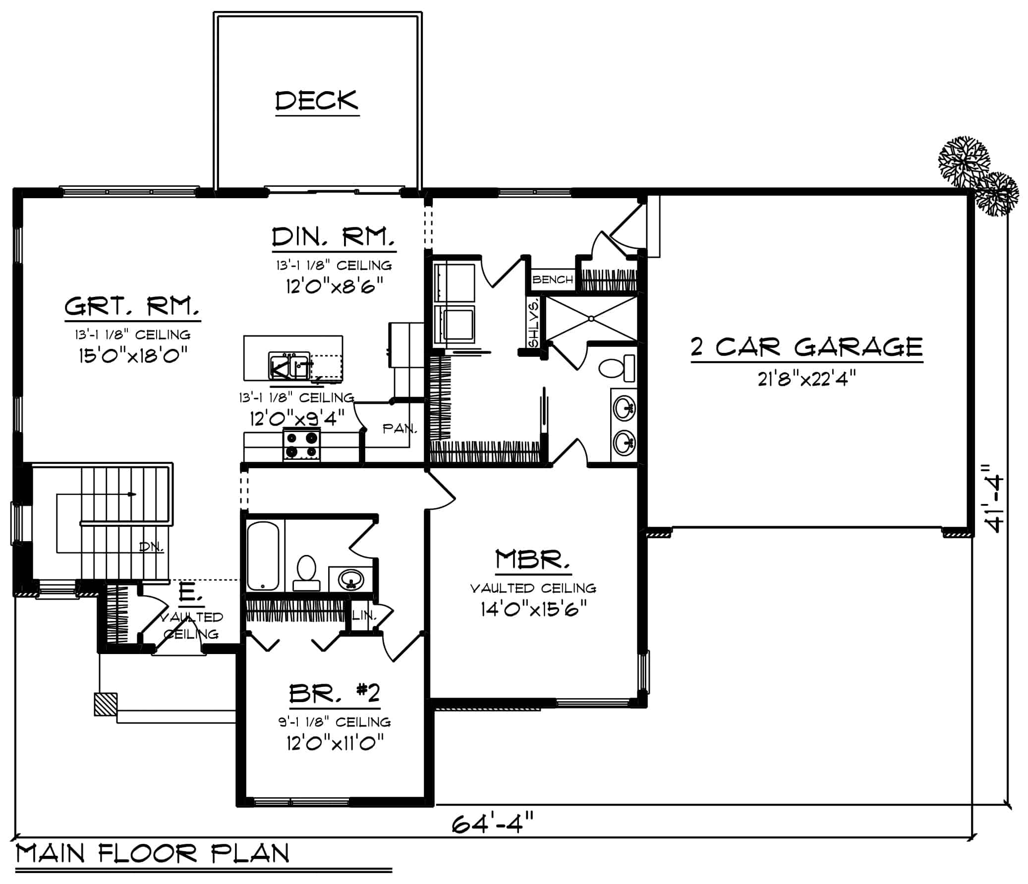 Main Level of Ranch Plan #101-1965
