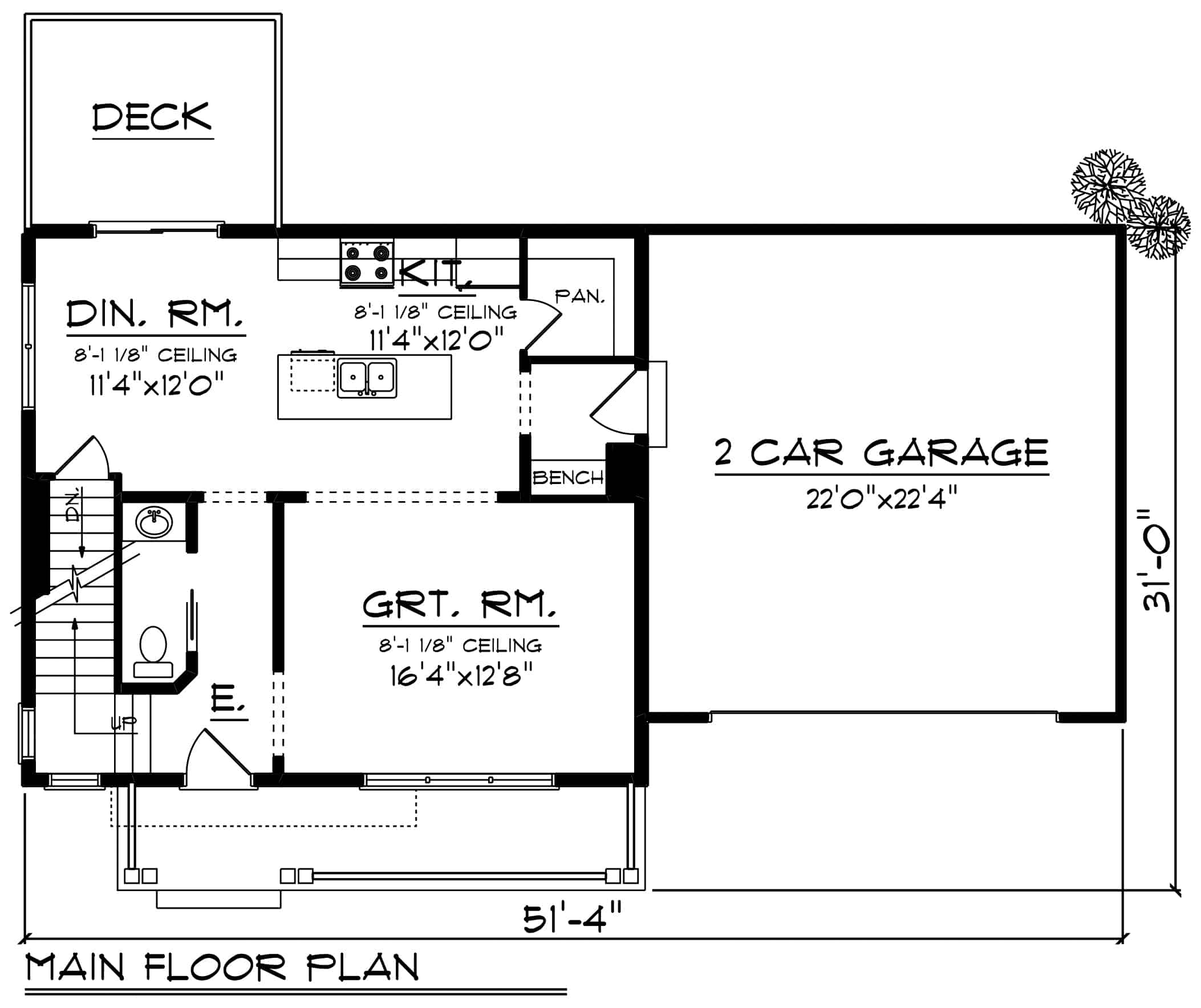 Main Level of Contemporary Plan #101-1966