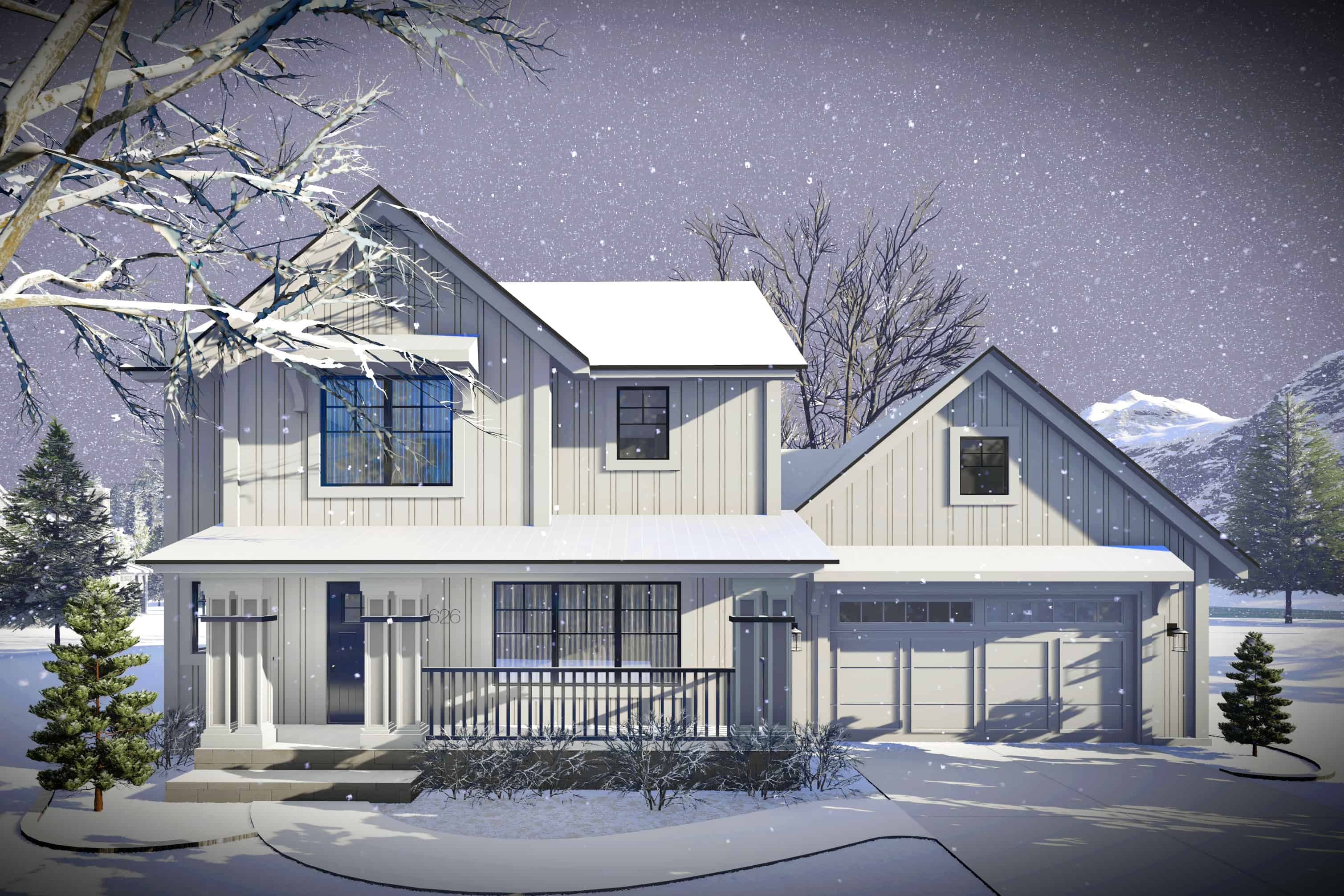 Front elevation of Contemporary home (ThePlanCollection: House Plan #101-1966)