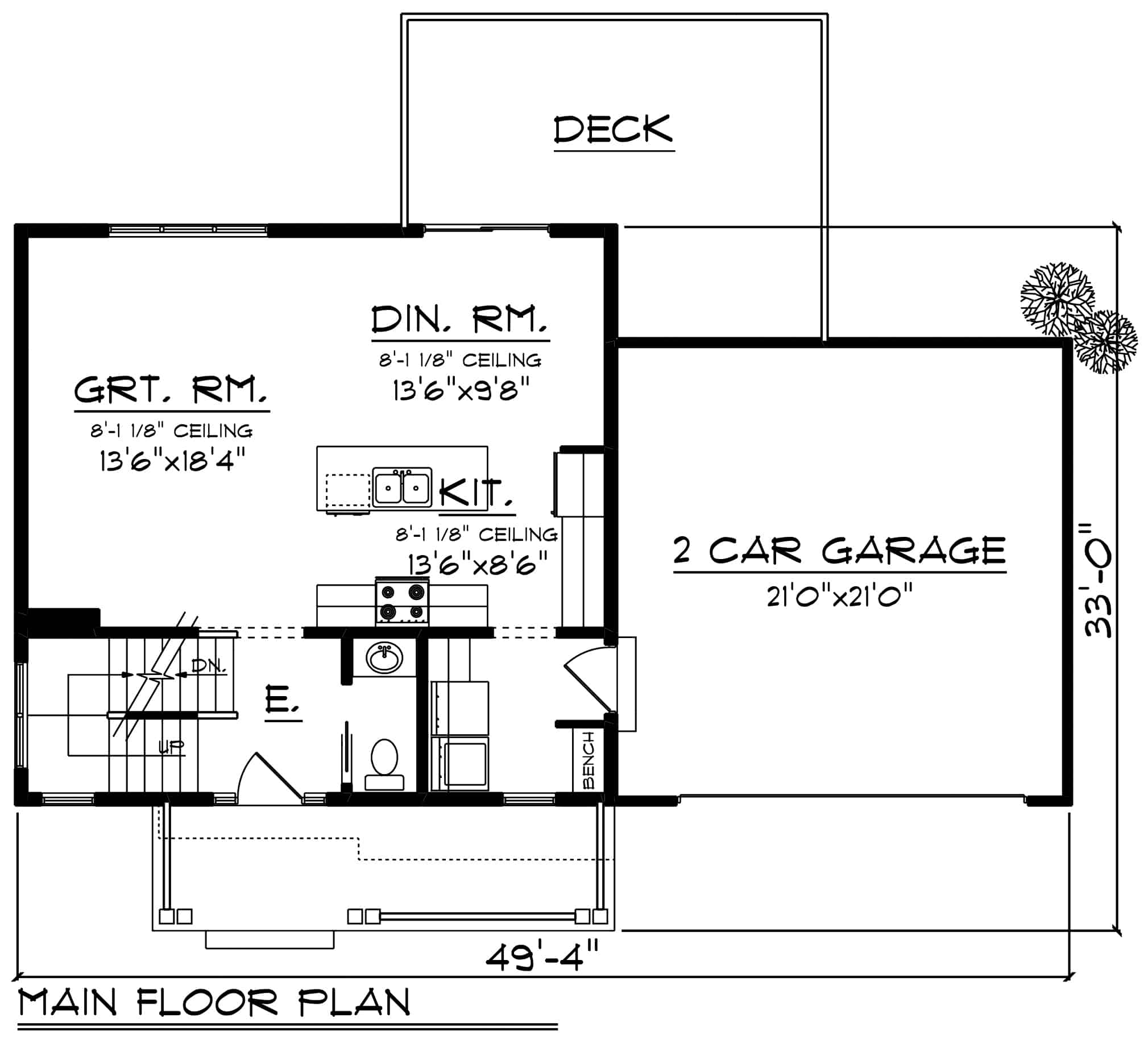 Main Level of Contemporary Plan #101-1967