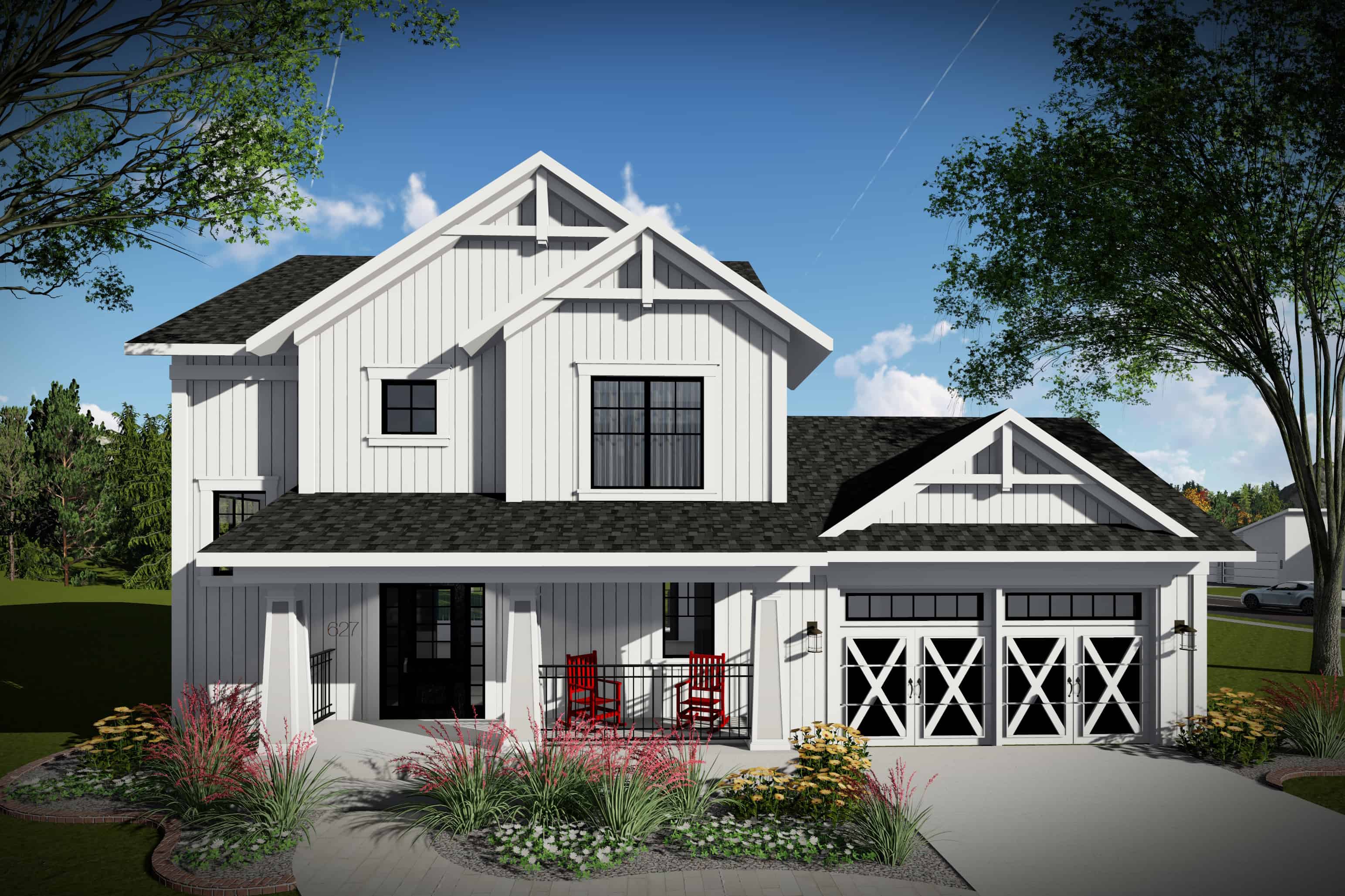 Front elevation of Contemporary home (ThePlanCollection: House Plan #101-1967)