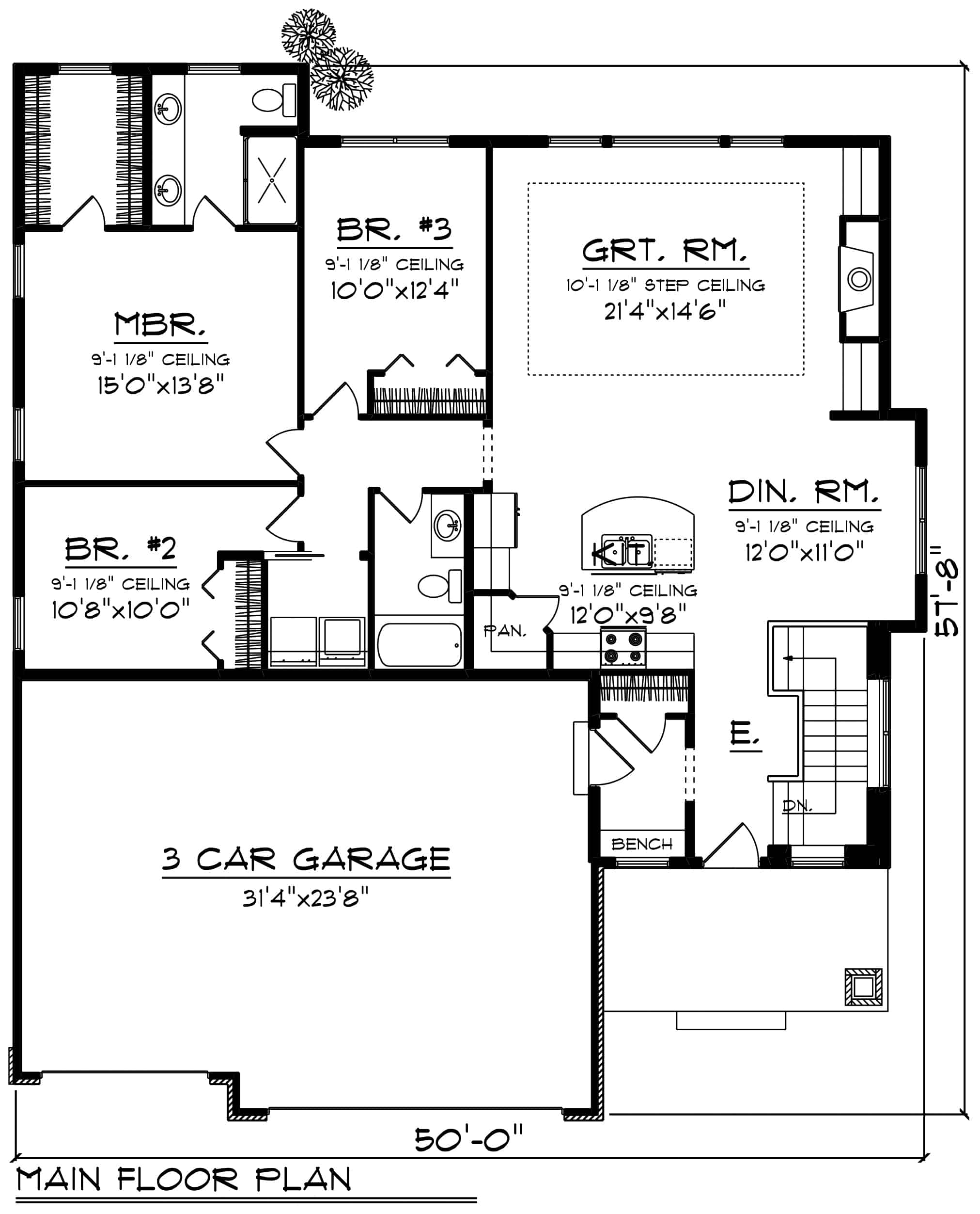 Main Level of Ranch Plan #101-1970