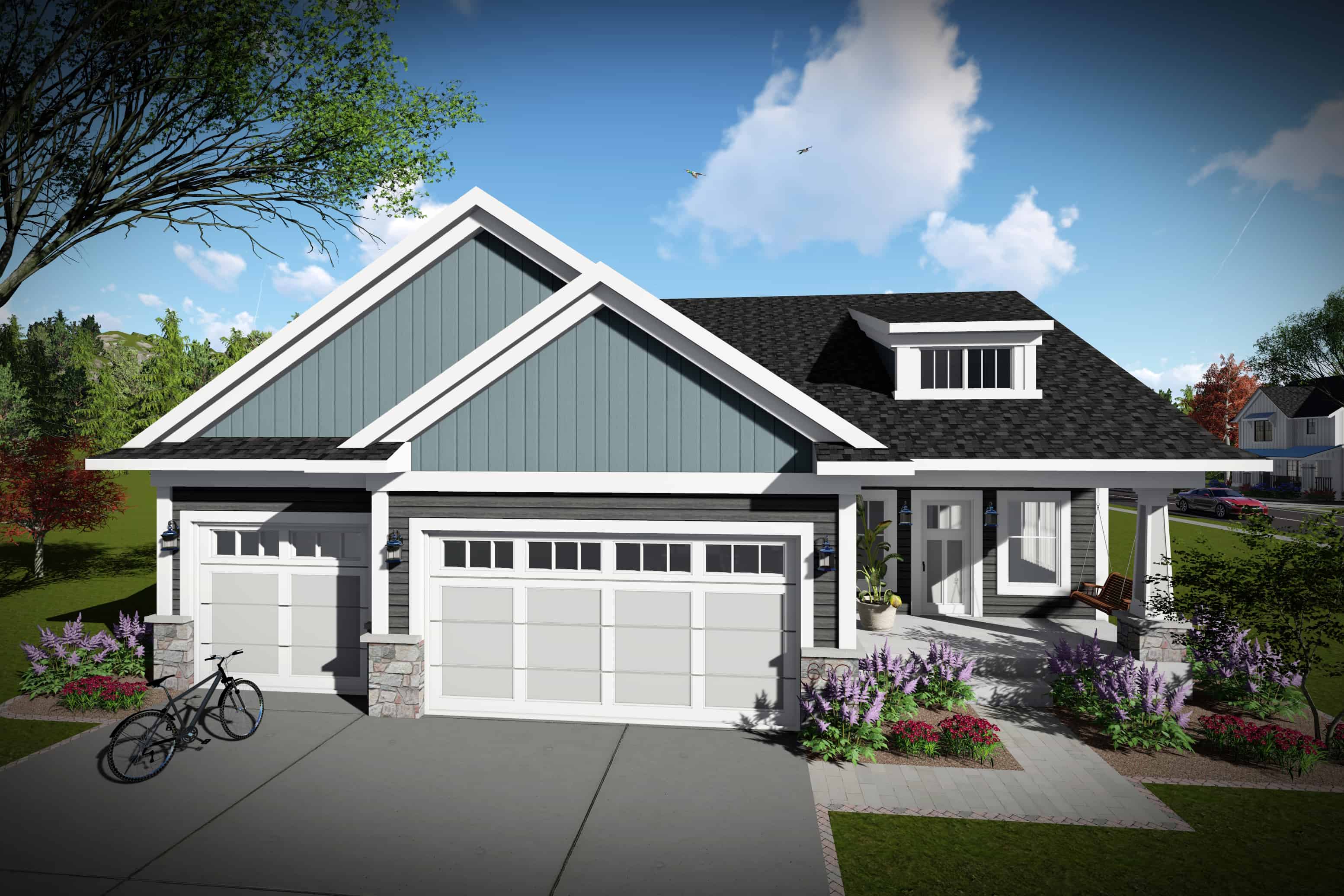 Front elevation of Ranch home (ThePlanCollection: House Plan #101-1970)