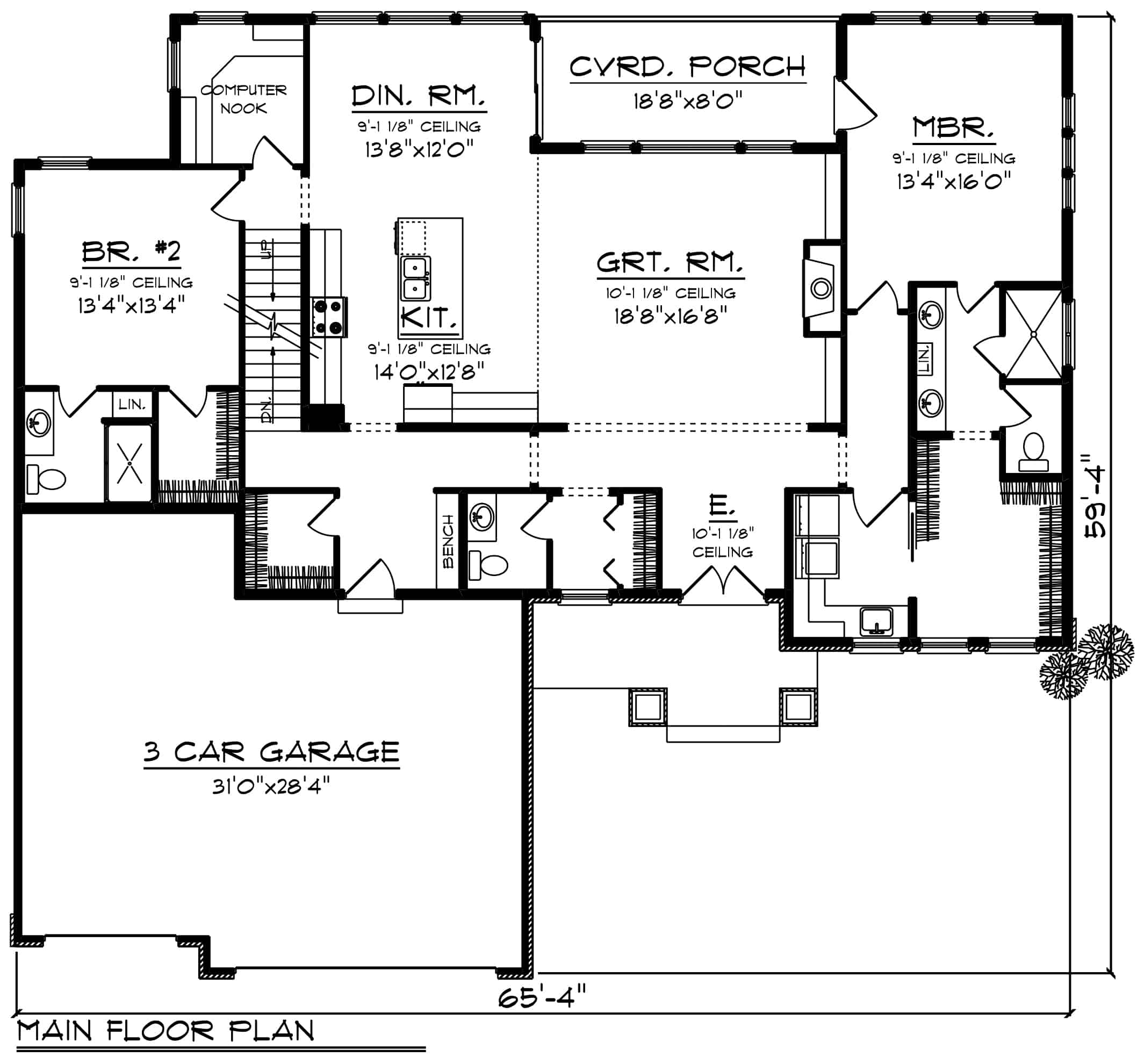 Main Level of Ranch Plan #101-1974