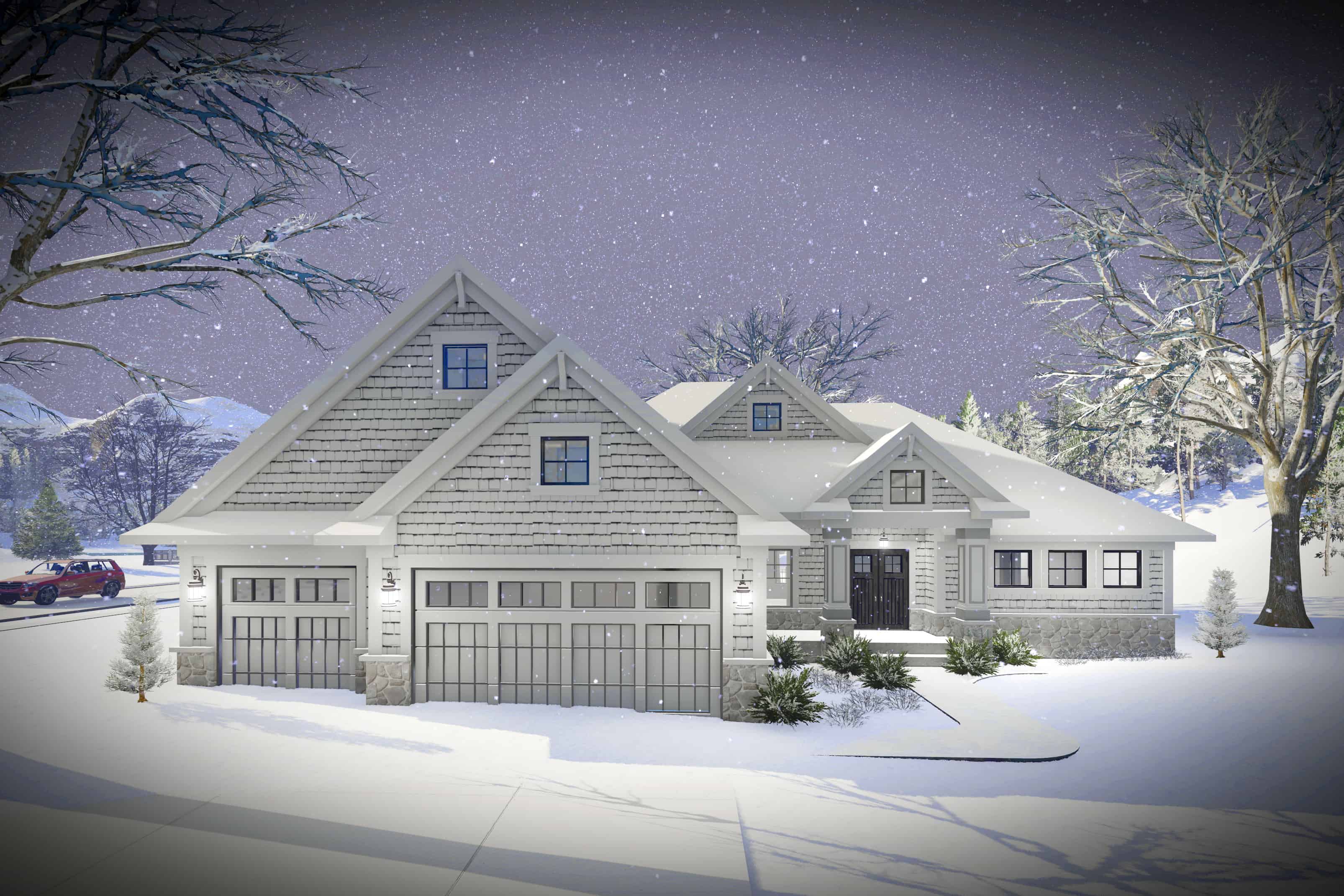 Front elevation of Ranch home (ThePlanCollection: House Plan #101-1974)