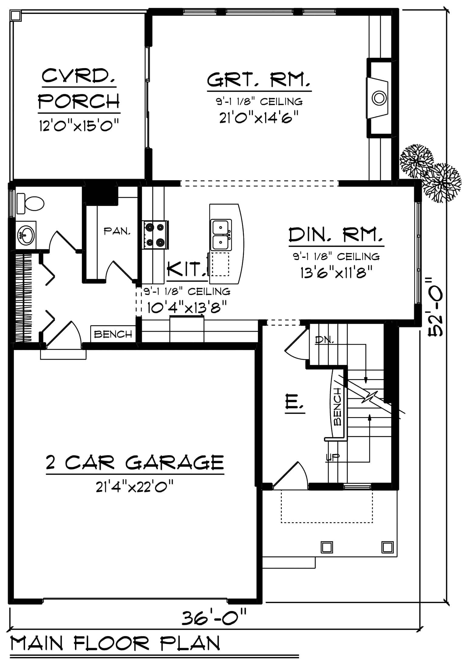 Main Level of Contemporary Plan #101-1976