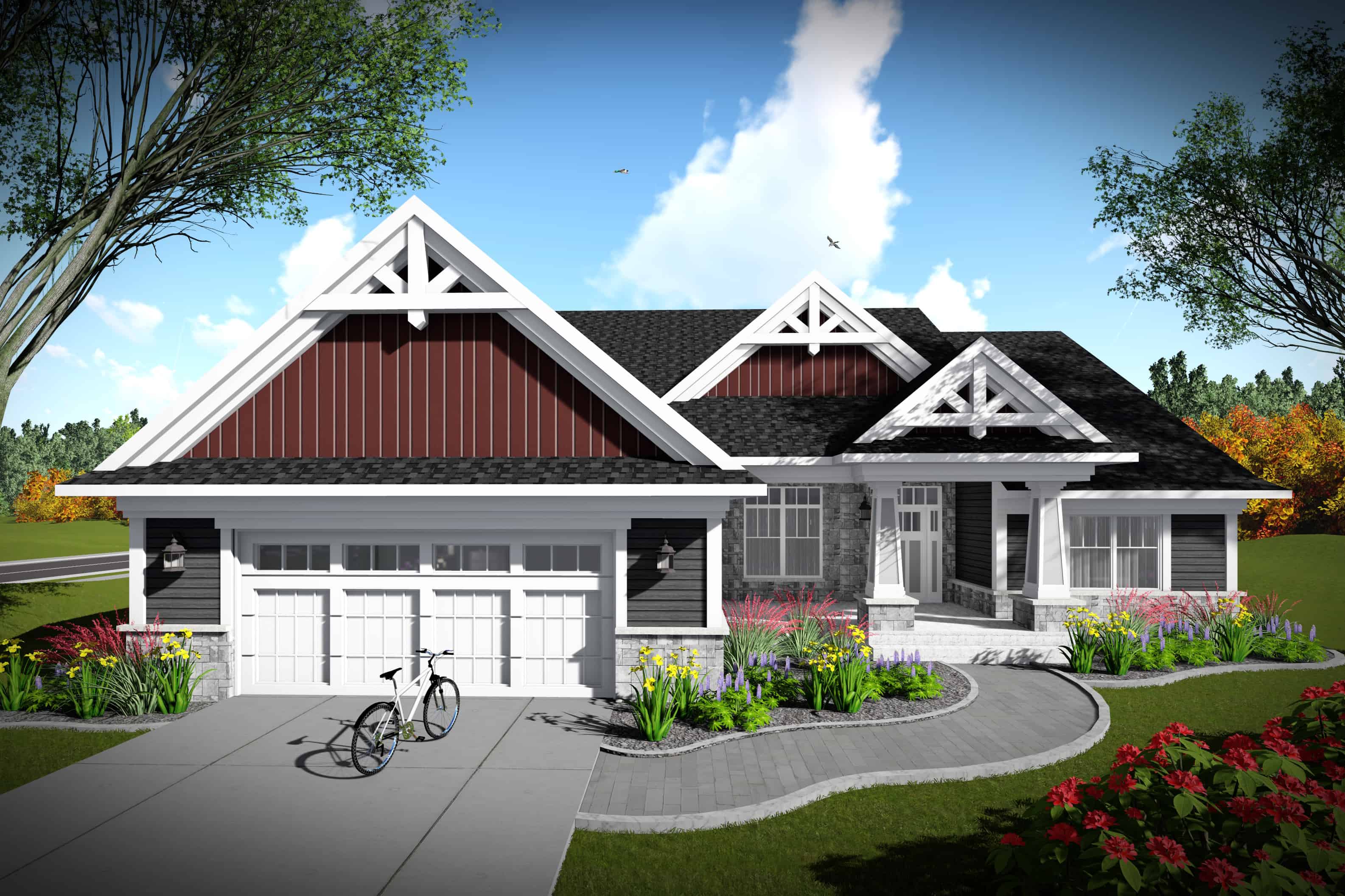 Front elevation of Southern home (ThePlanCollection: House Plan #101-1977)