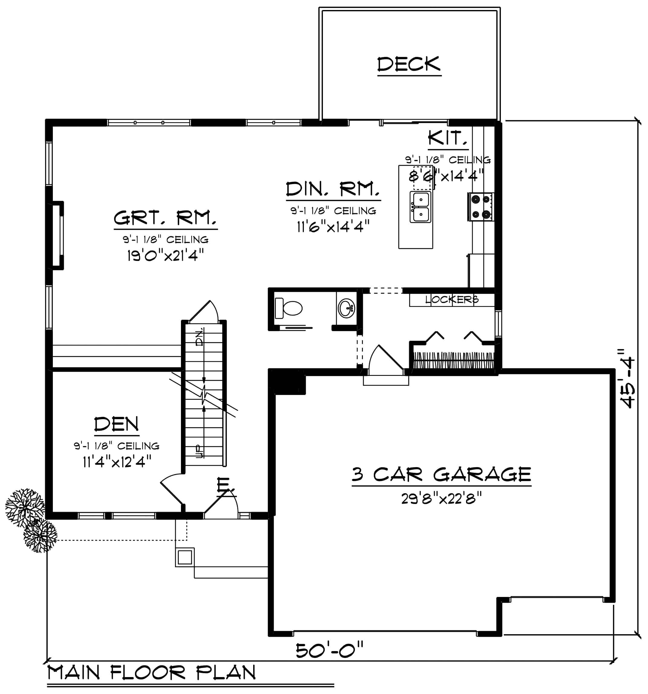 Main Level of Contemporary Plan #101-1979