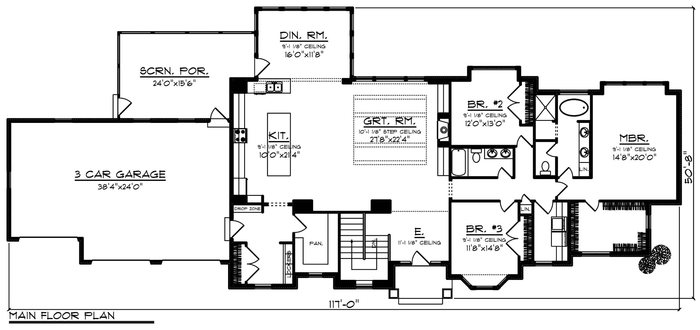 Main Level of Southern Plan #101-1980