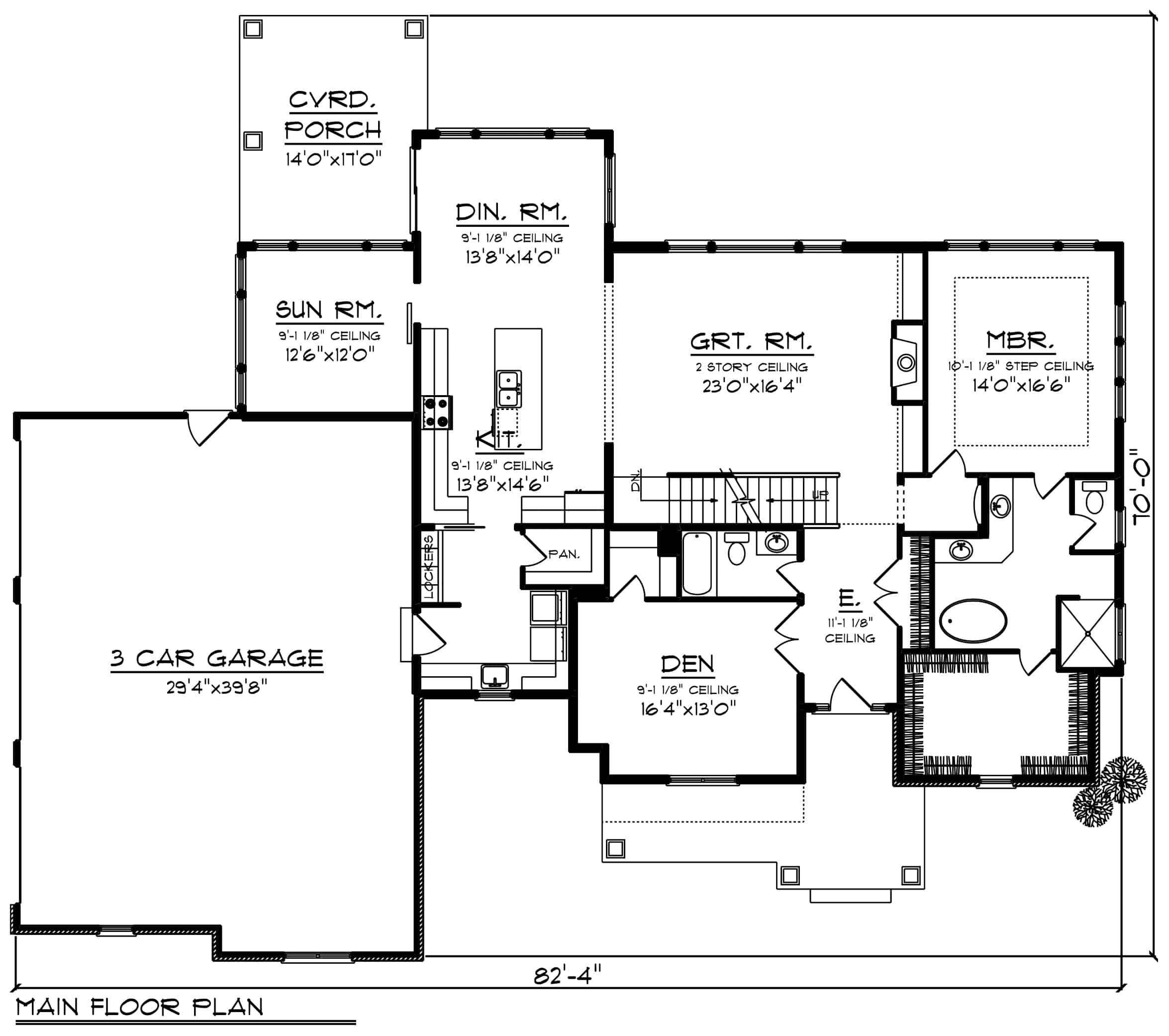 Main Level of Contemporary Plan #101-1982