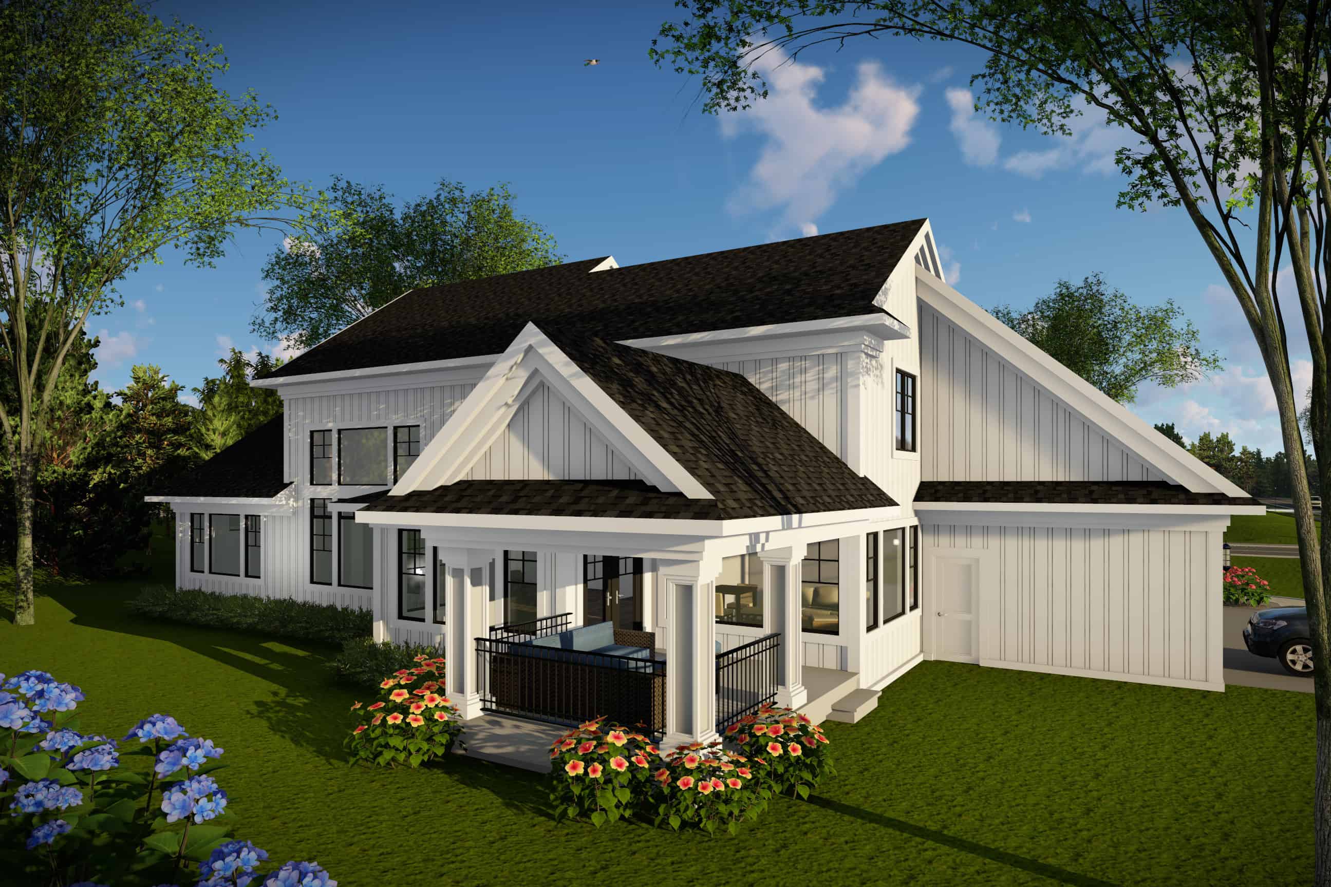 Rear View of this 4-Bedroom, 3205 Sq Ft Plan - 101-1982