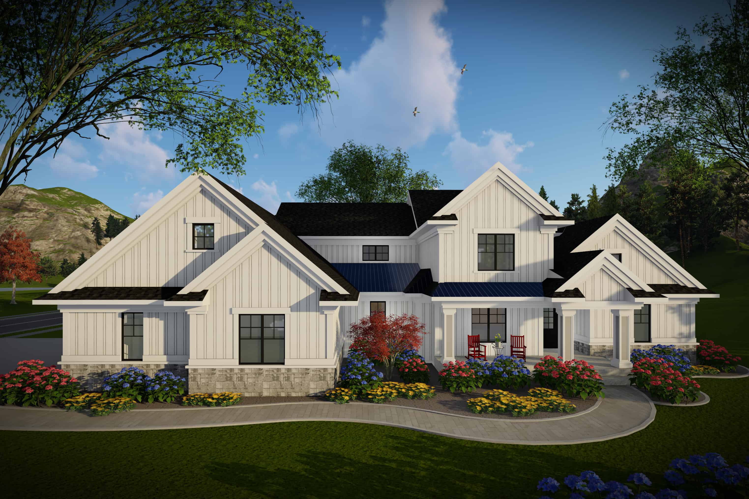 Front elevation of Contemporary home (ThePlanCollection: House Plan #101-1982)