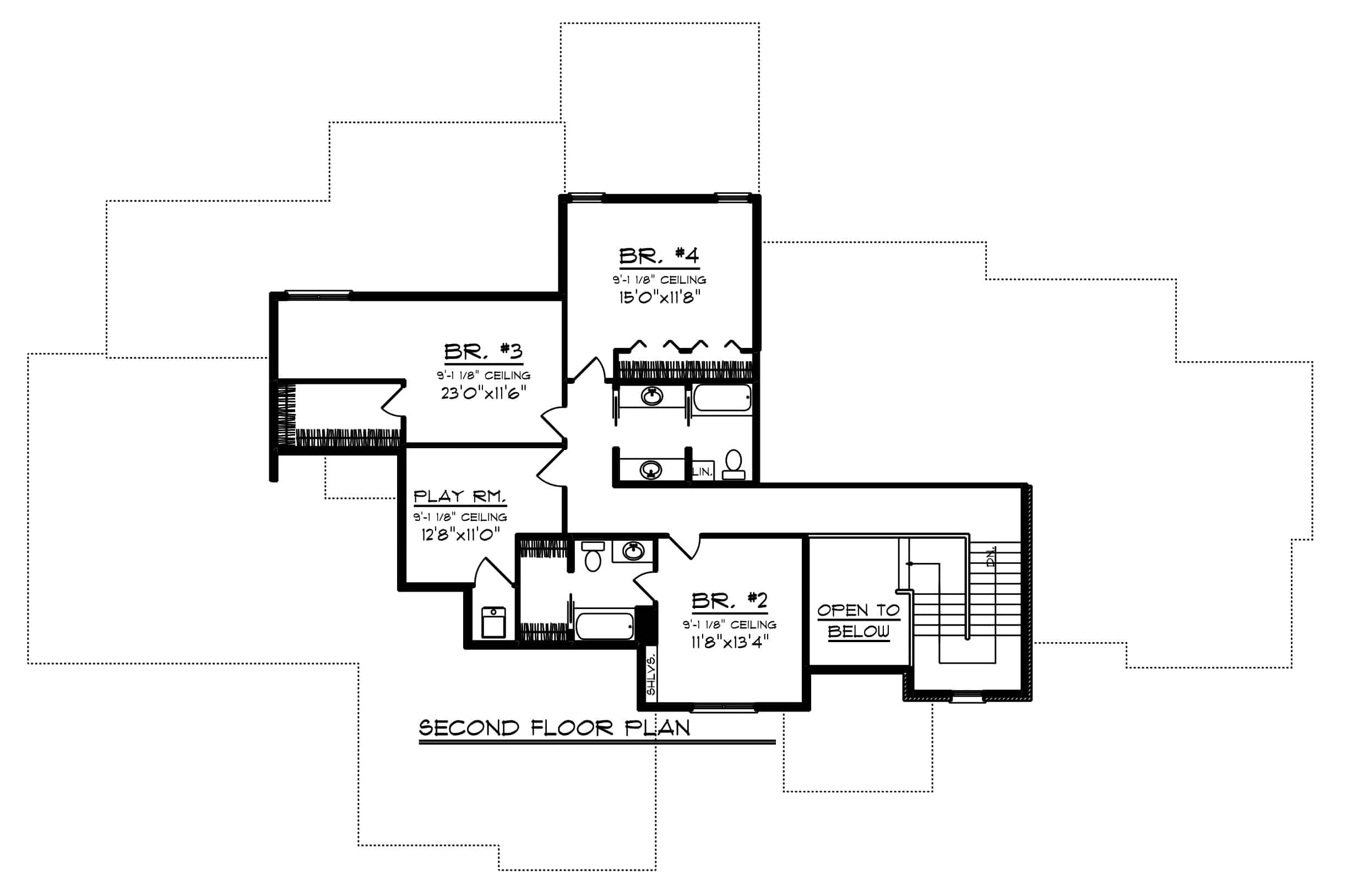 Upper Level of Farmhouse Plan #101-1984