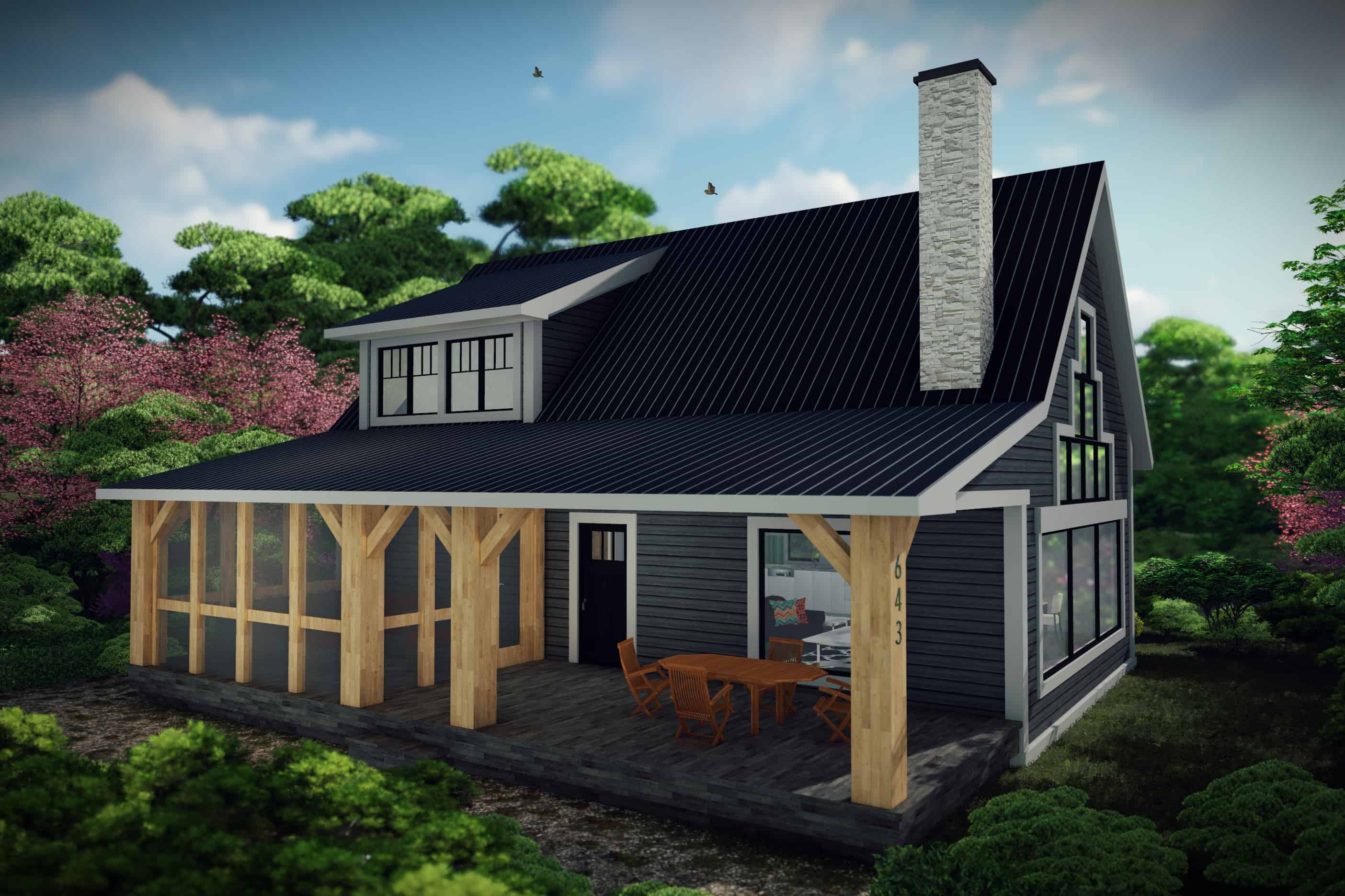Front elevation of Farmhouse home (ThePlanCollection: House Plan #101-1986)