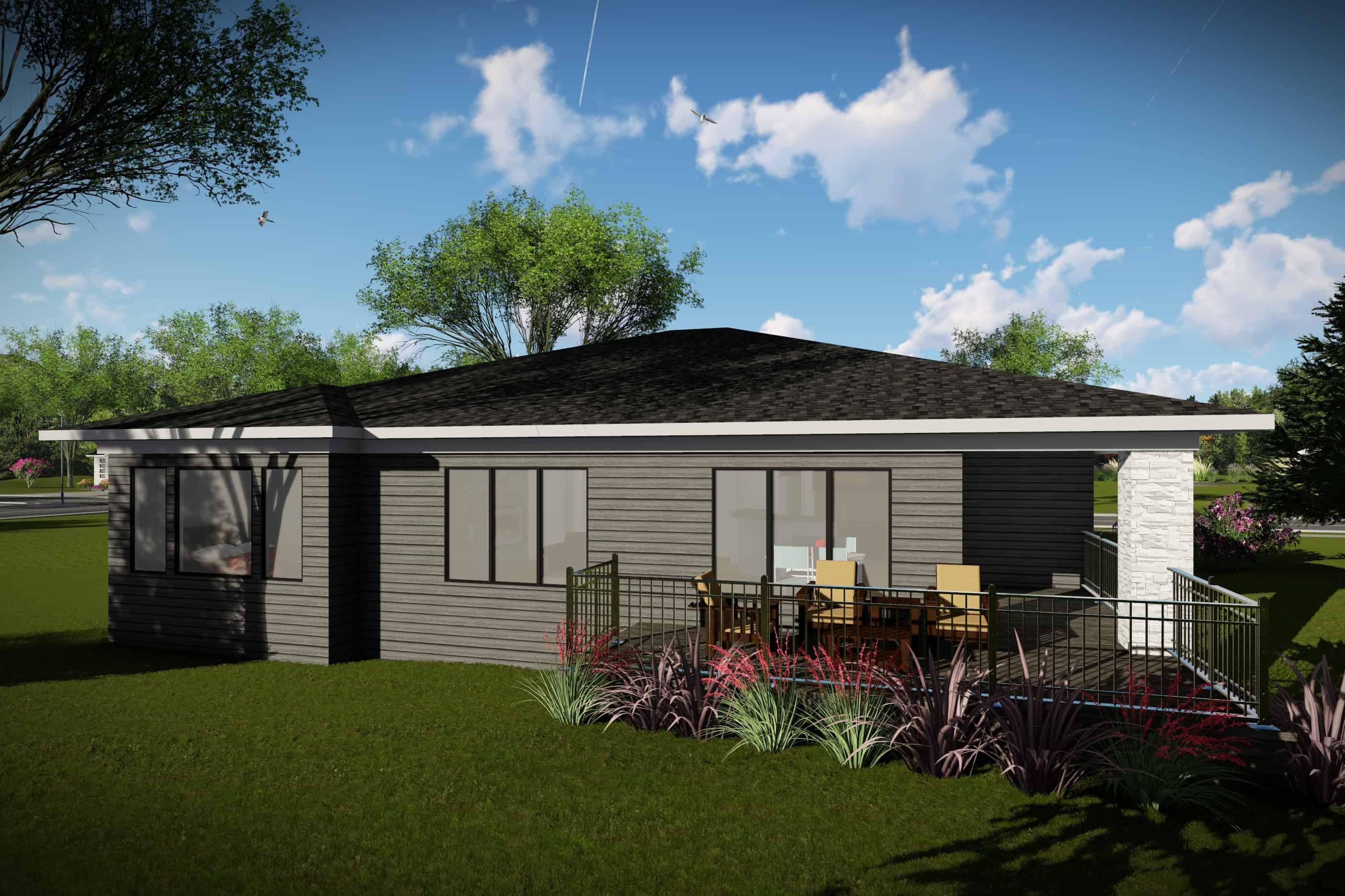 Rear View of this 2-Bedroom, 1484 Sq Ft Plan - 101-1988