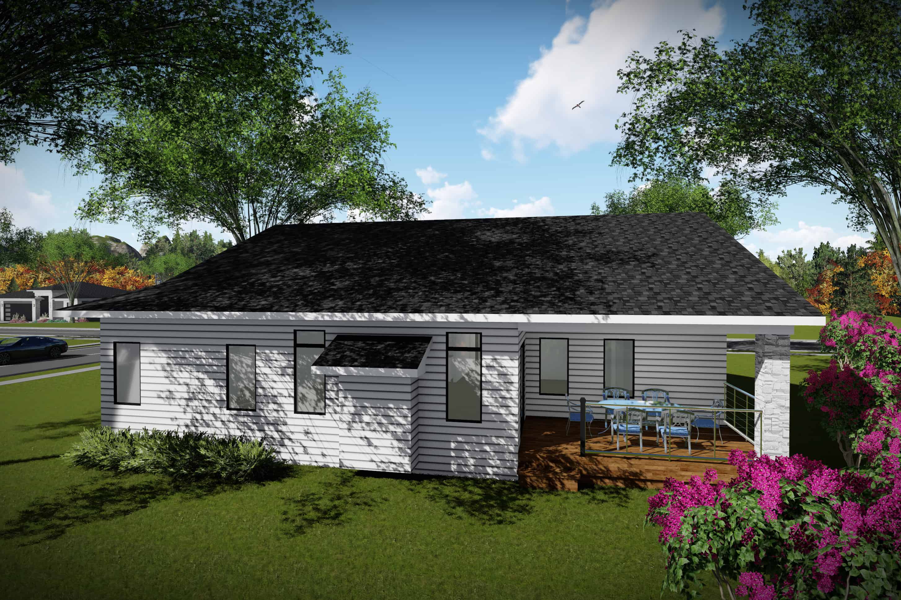 Rear View of this 3-Bedroom, 1501 Sq Ft Plan - 101-1990