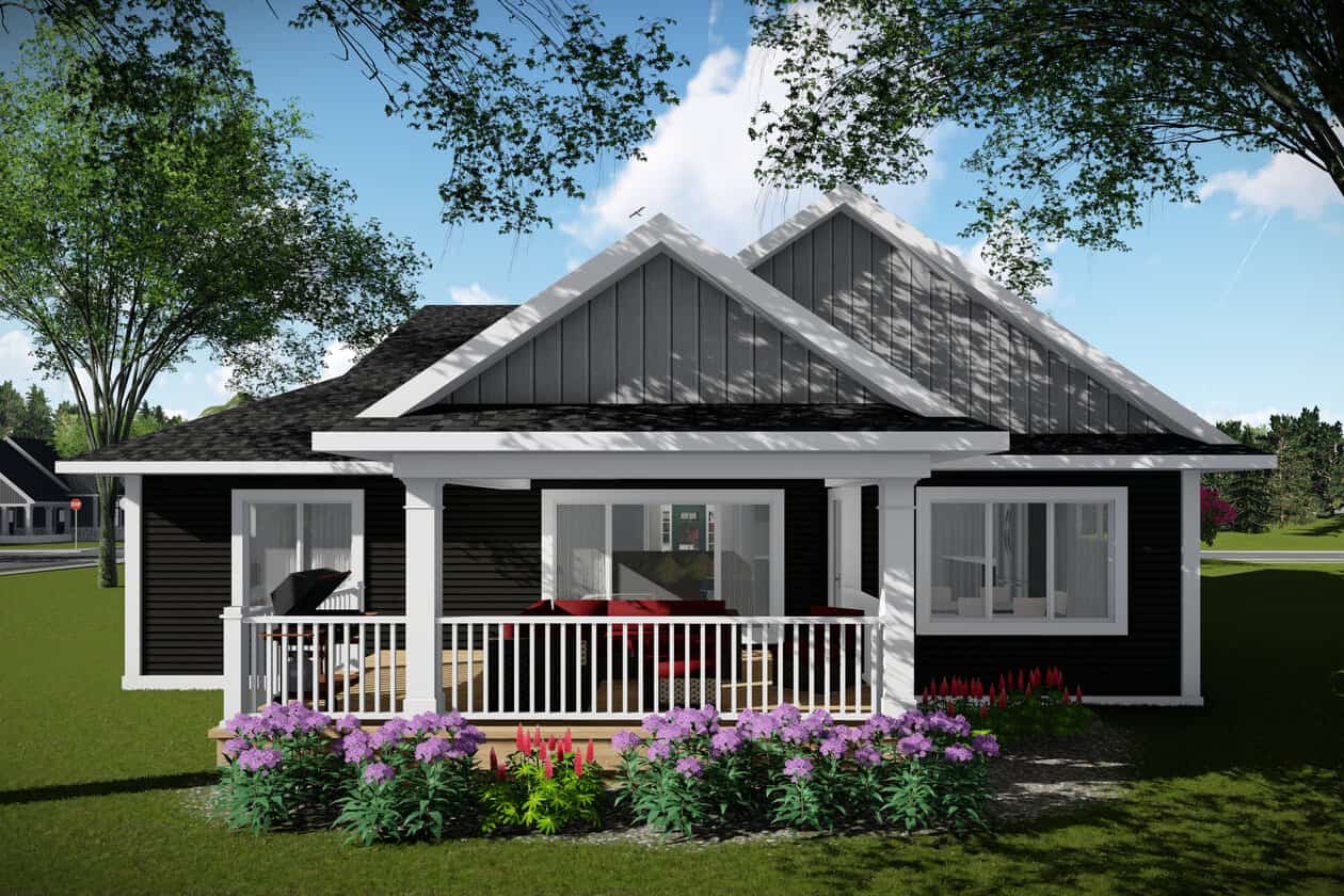 Rear View of this 2-Bedroom, 1736 Sq Ft Plan - 101-1991