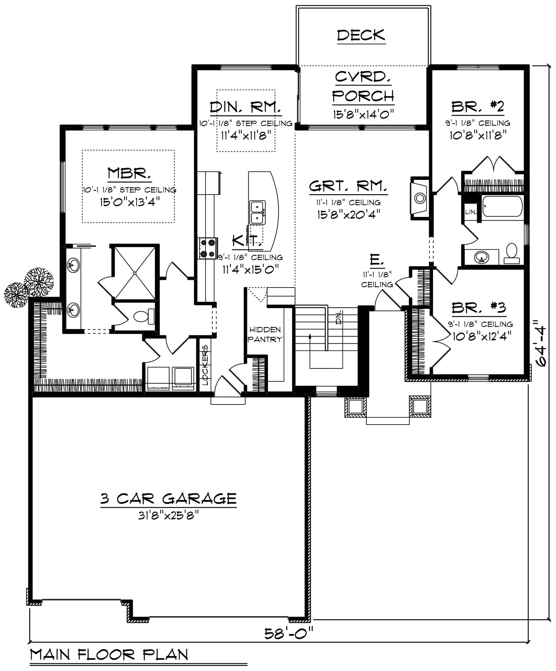 Main Level of Ranch Plan #101-1994
