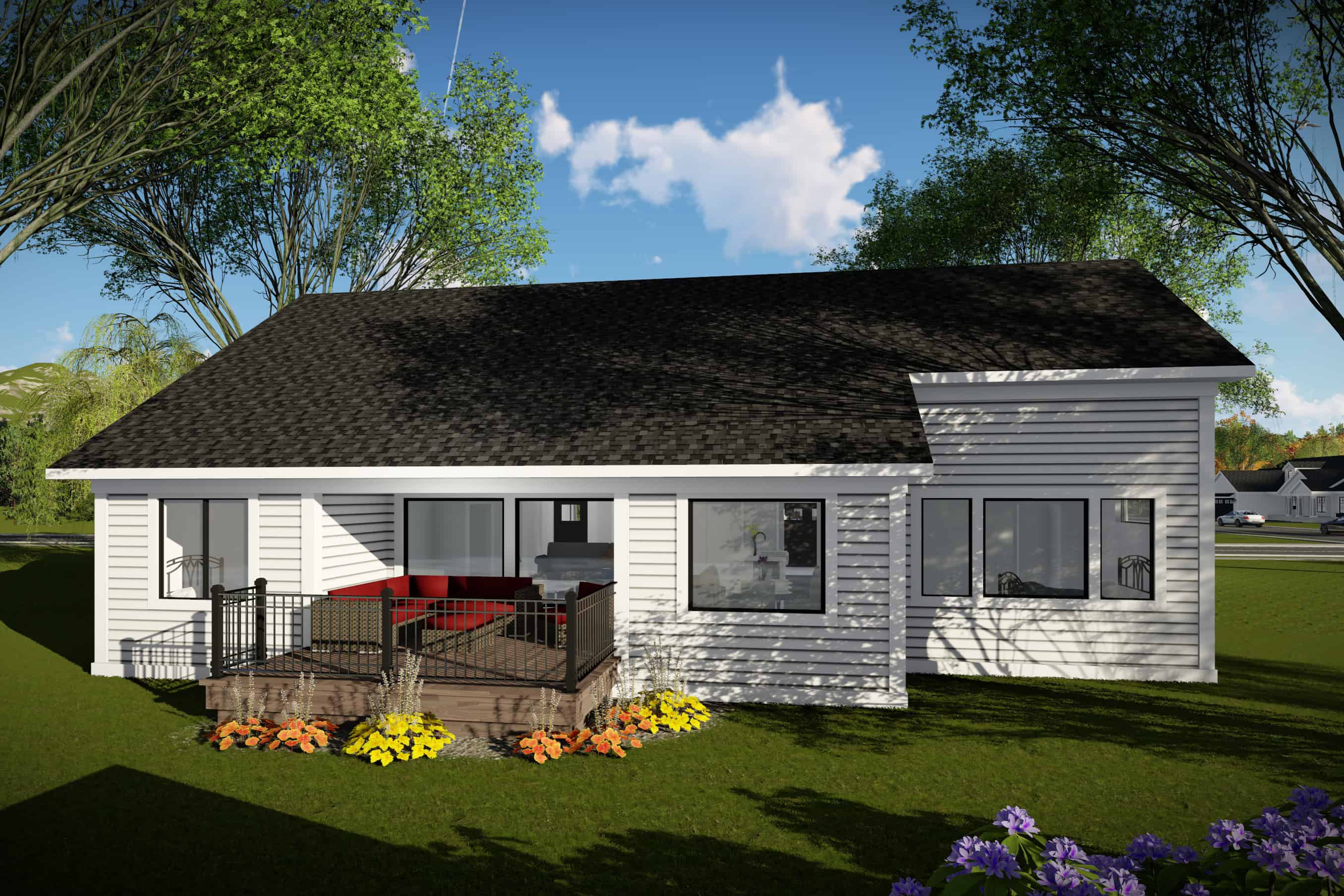 Rear View of this 3-Bedroom, 1837 Sq Ft Plan - 101-1994