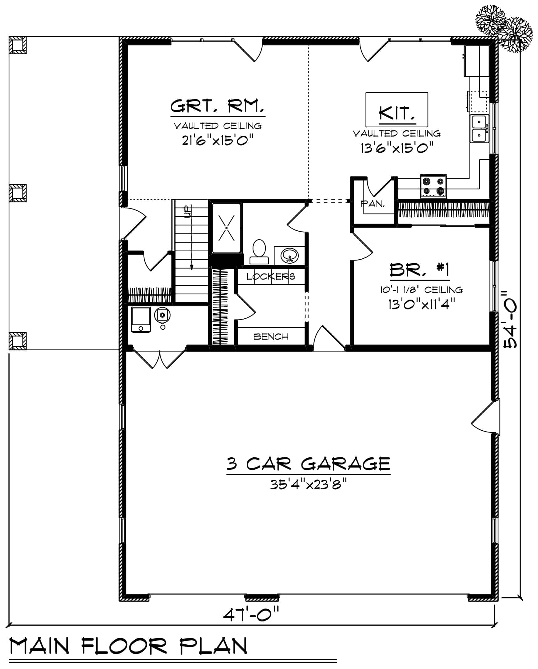 Main Level of Contemporary Plan #101-1995