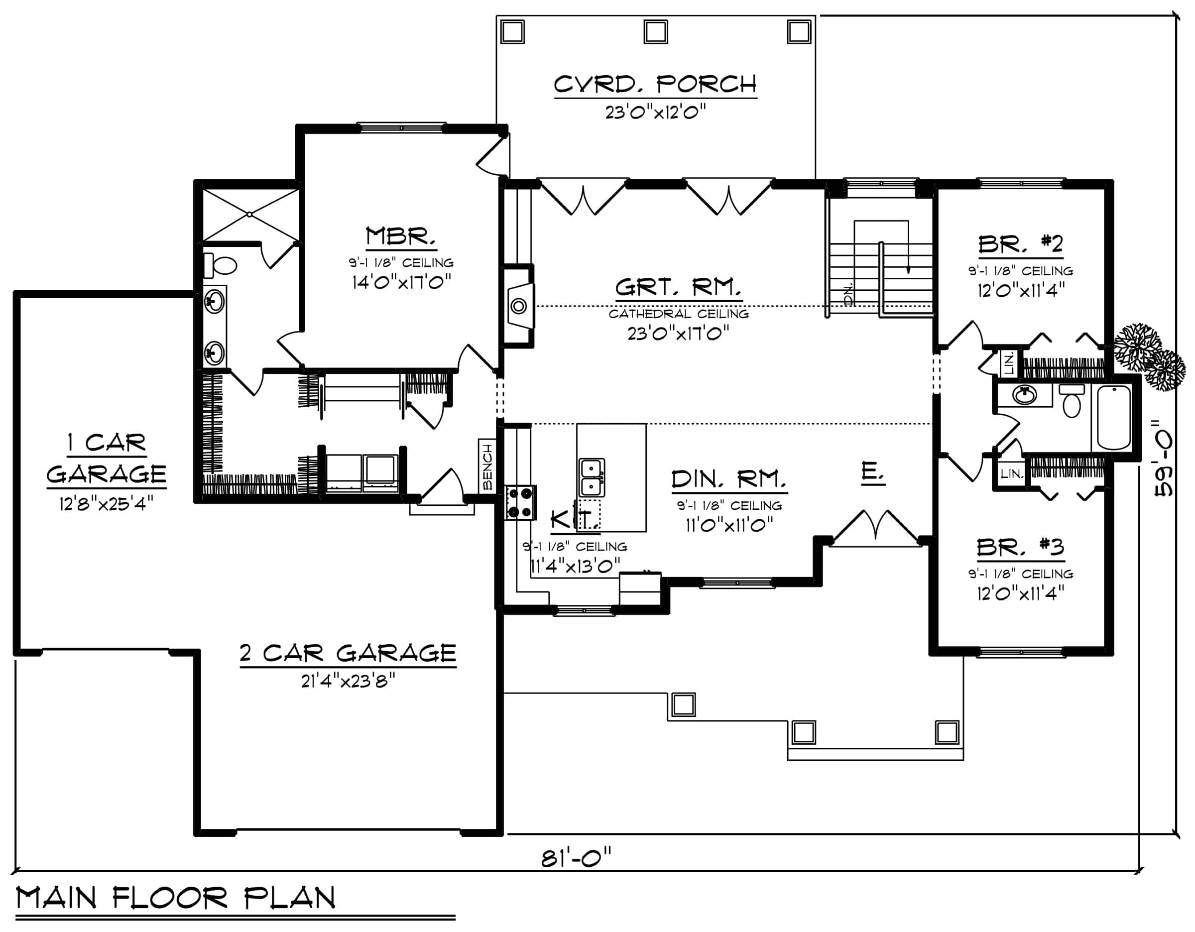 Main Level of Ranch Plan #101-1996