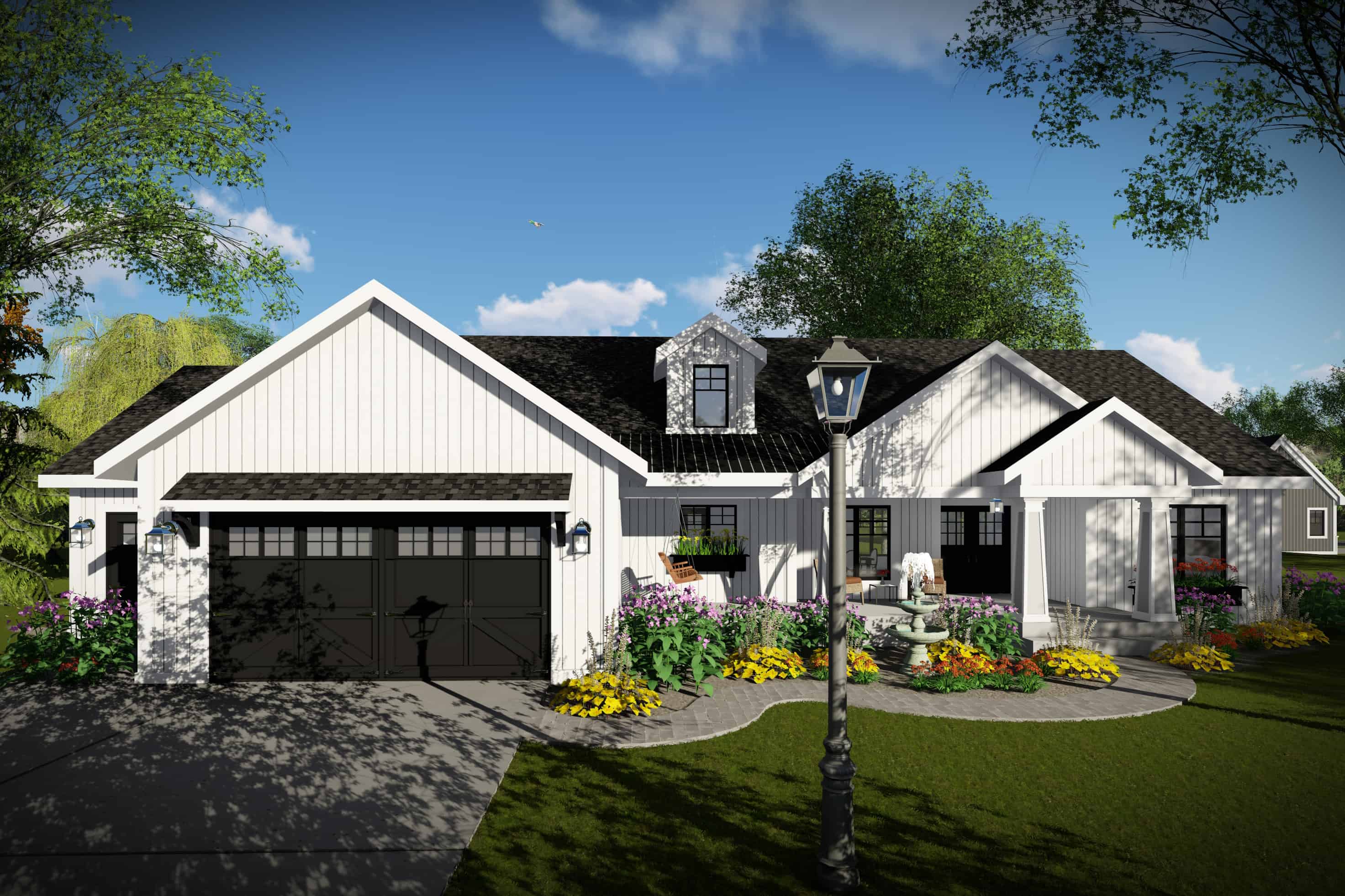 Front elevation of Ranch home (ThePlanCollection: House Plan #101-1996)