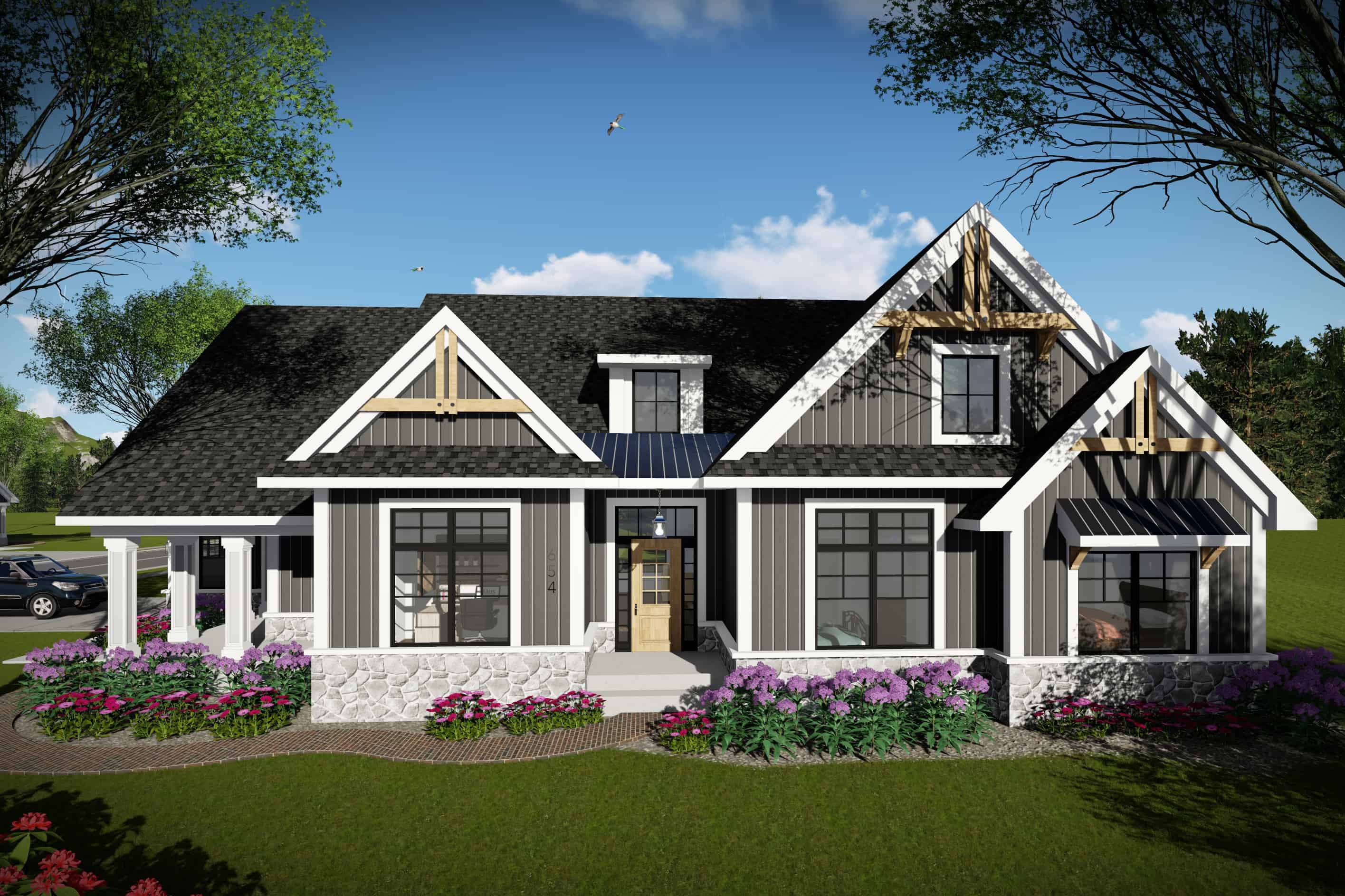 Front elevation of Southern home (ThePlanCollection: House Plan #101-1997)