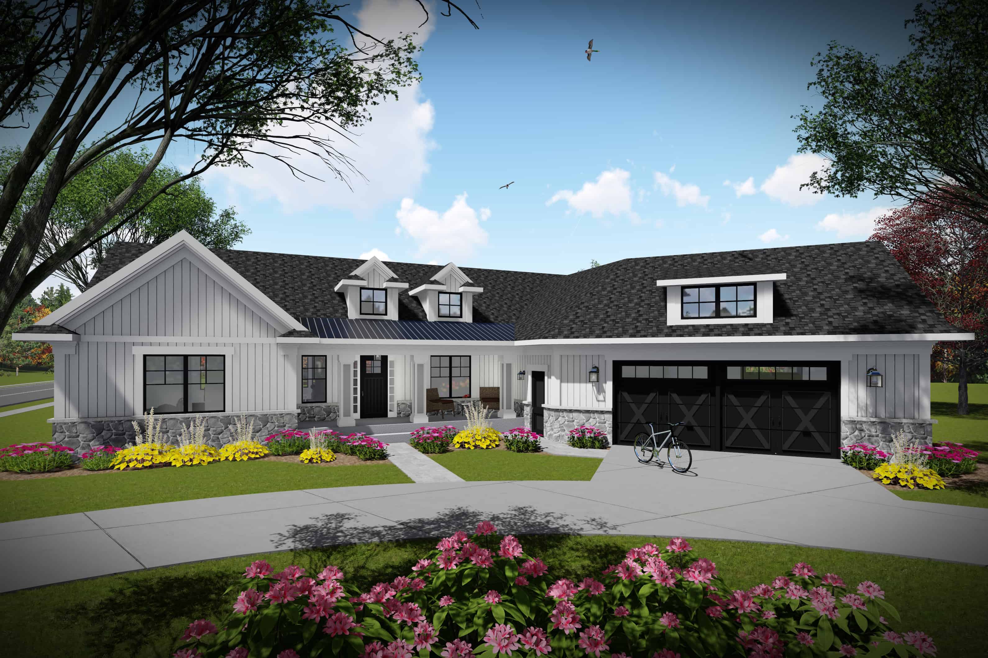 Front elevation of Contemporary home (ThePlanCollection: House Plan #101-1999)