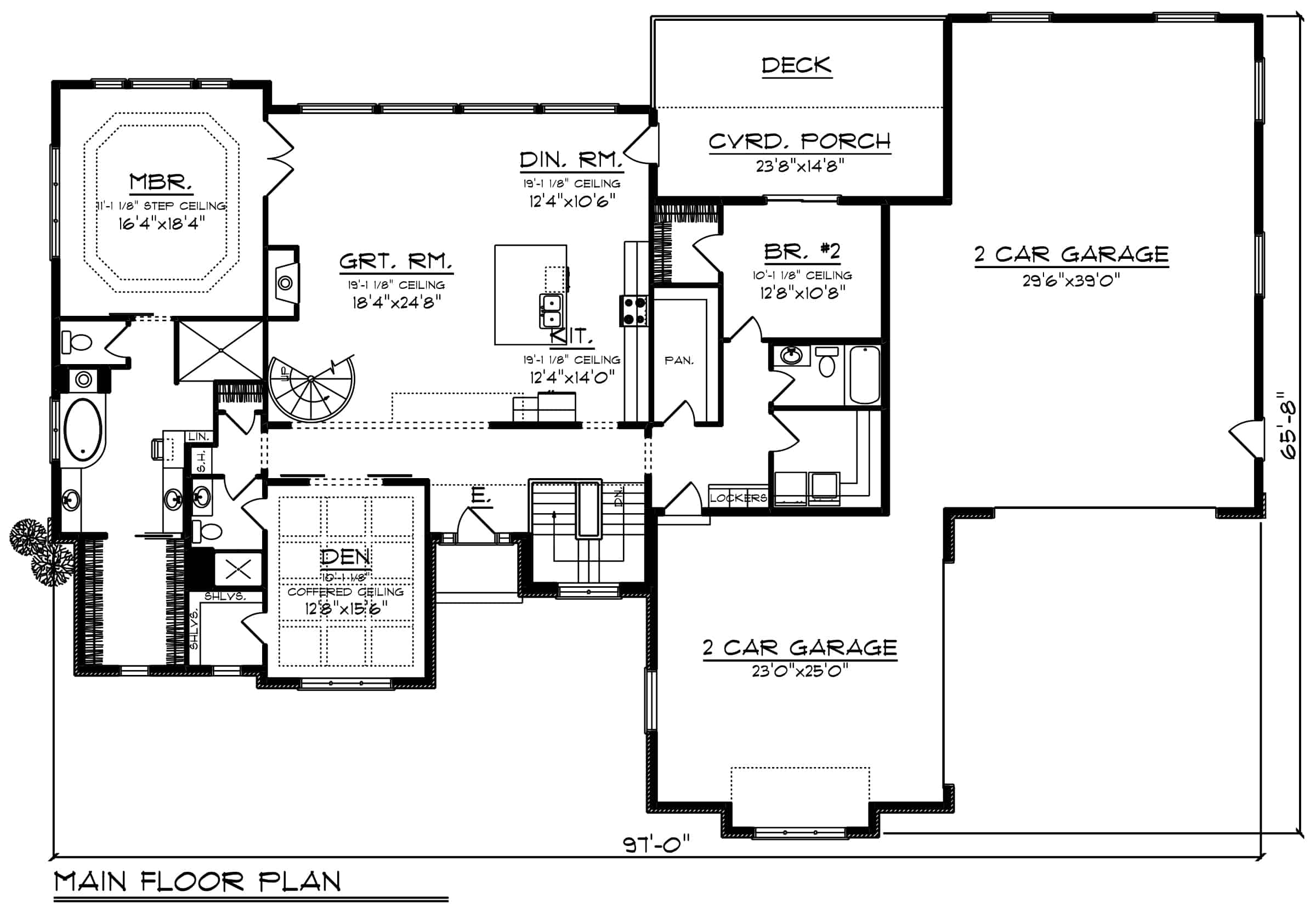 Main Level of Contemporary Plan #101-2003