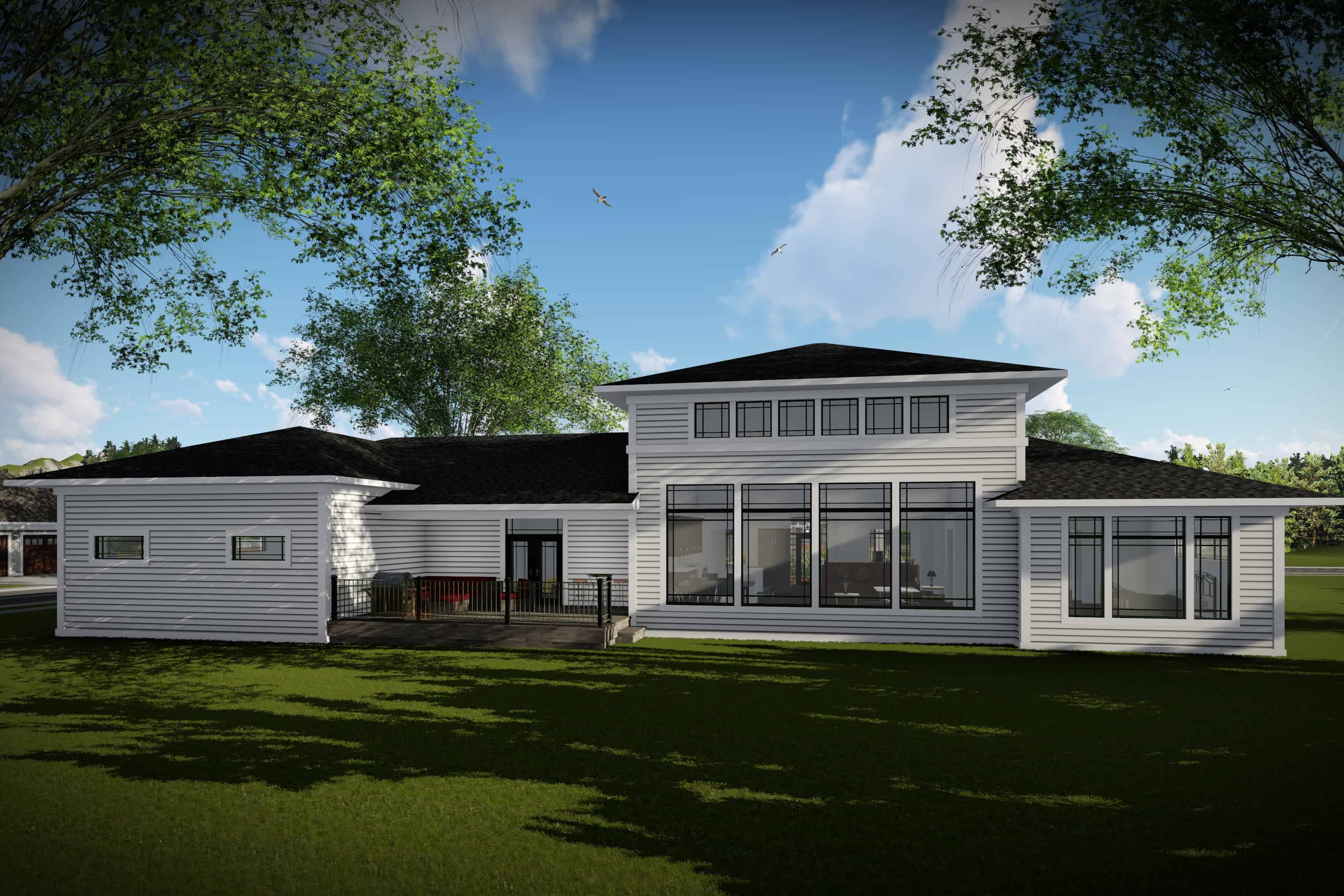 Rear View of this 2-Bedroom, 2727 Sq Ft Plan - 101-2003