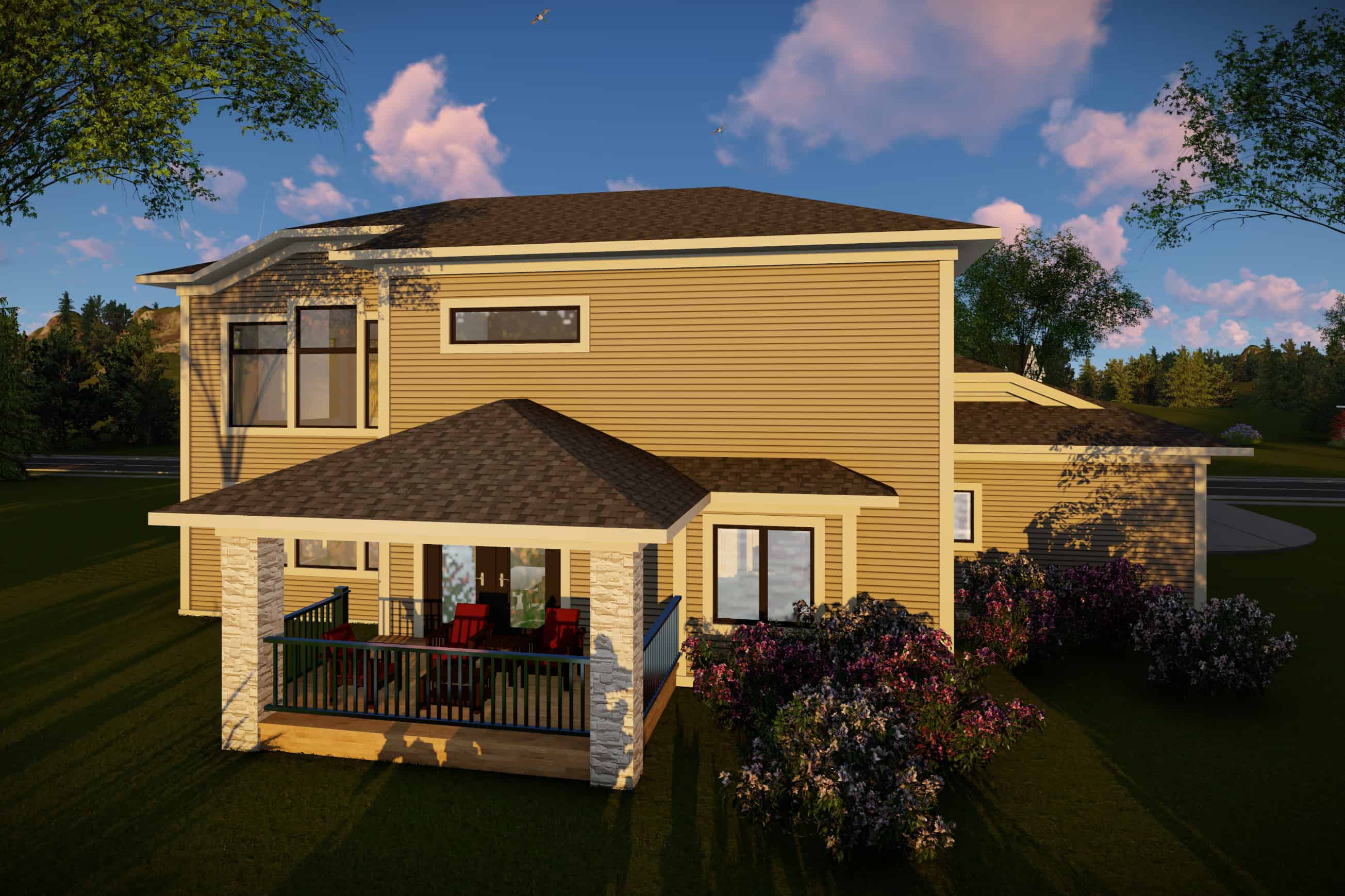 Rear View of this 3-Bedroom, 2777 Sq Ft Plan - 101-2004