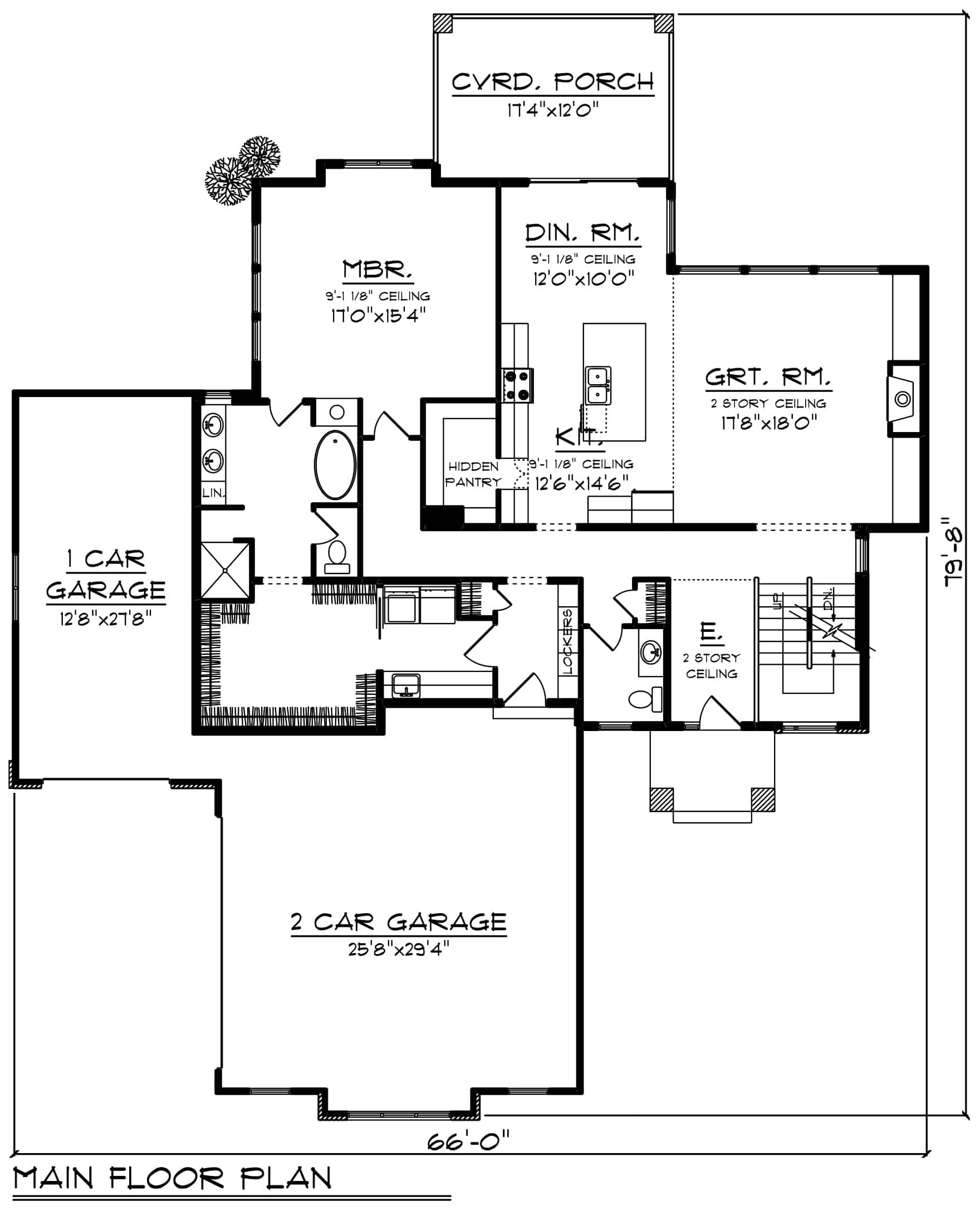 Main Level of Contemporary Plan #101-2004