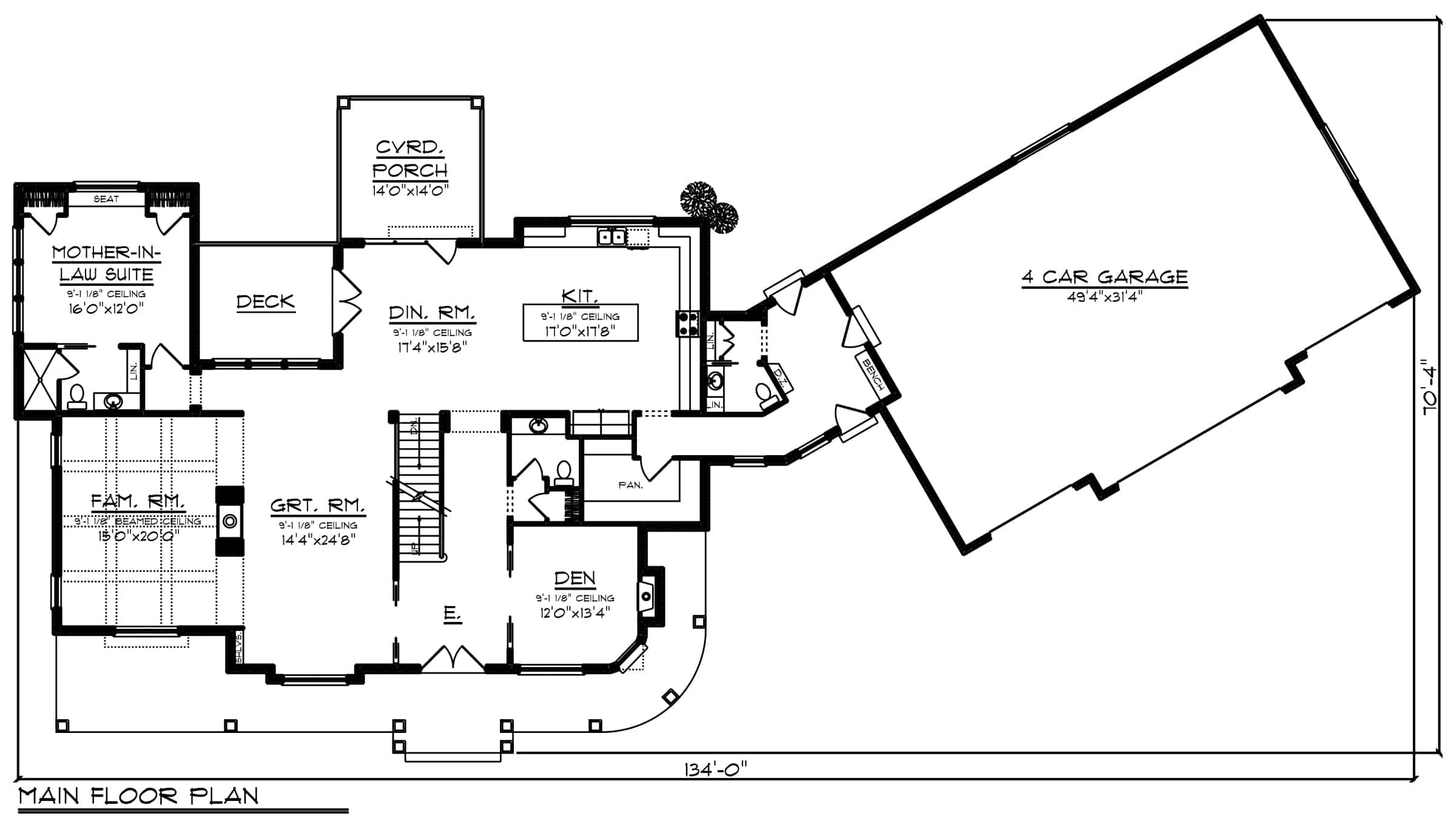 Main Level of Modern Farmhouse Plan #101-2006