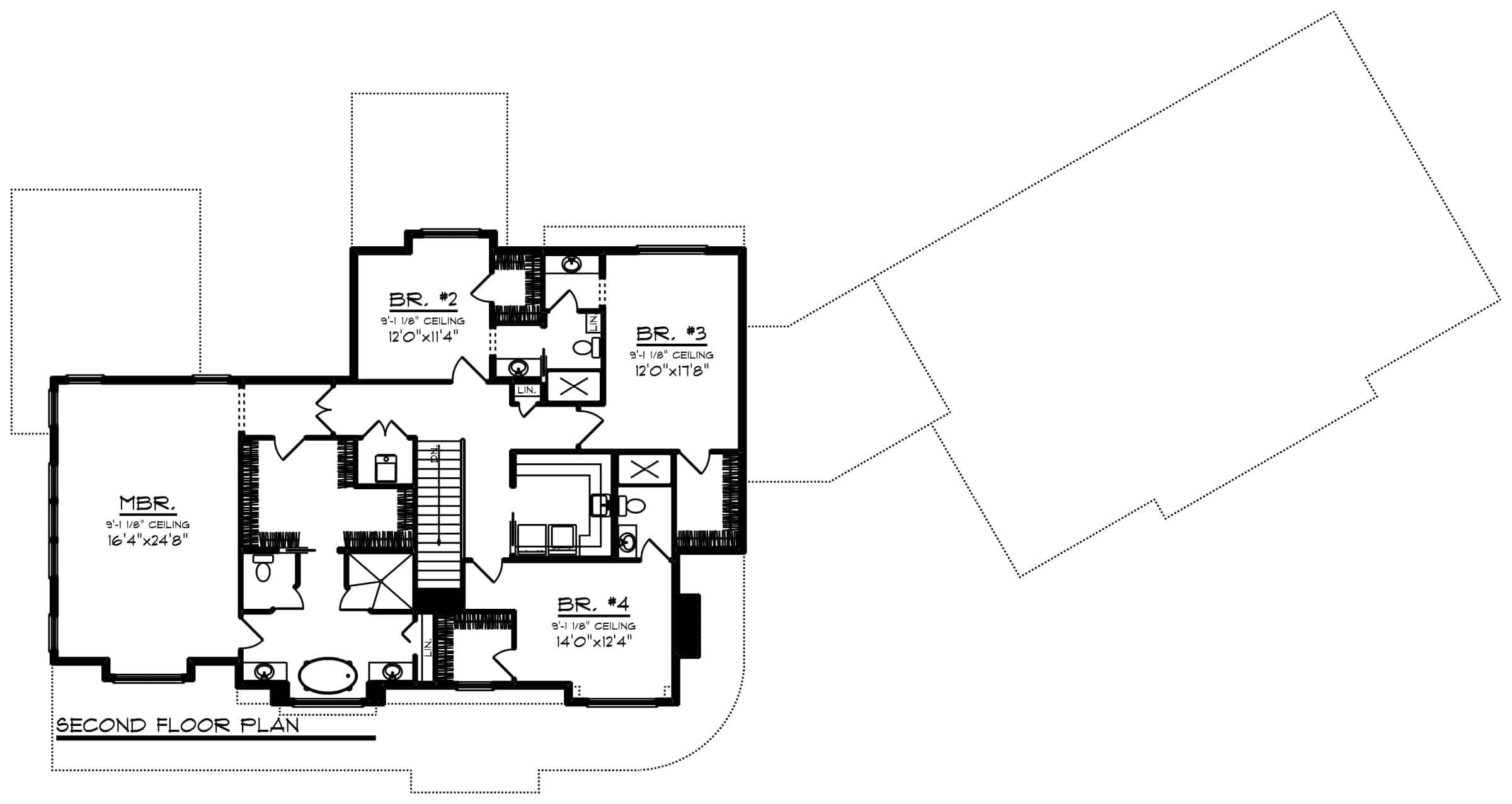 Upper Level of Modern Farmhouse Plan #101-2006