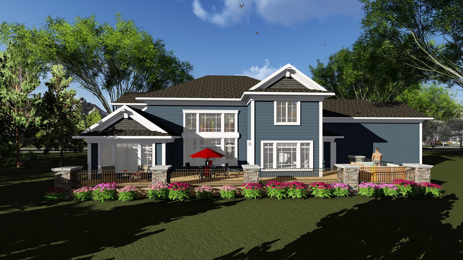 Rear View of this 4-Bedroom, 5384 Sq Ft Plan - 101-2016