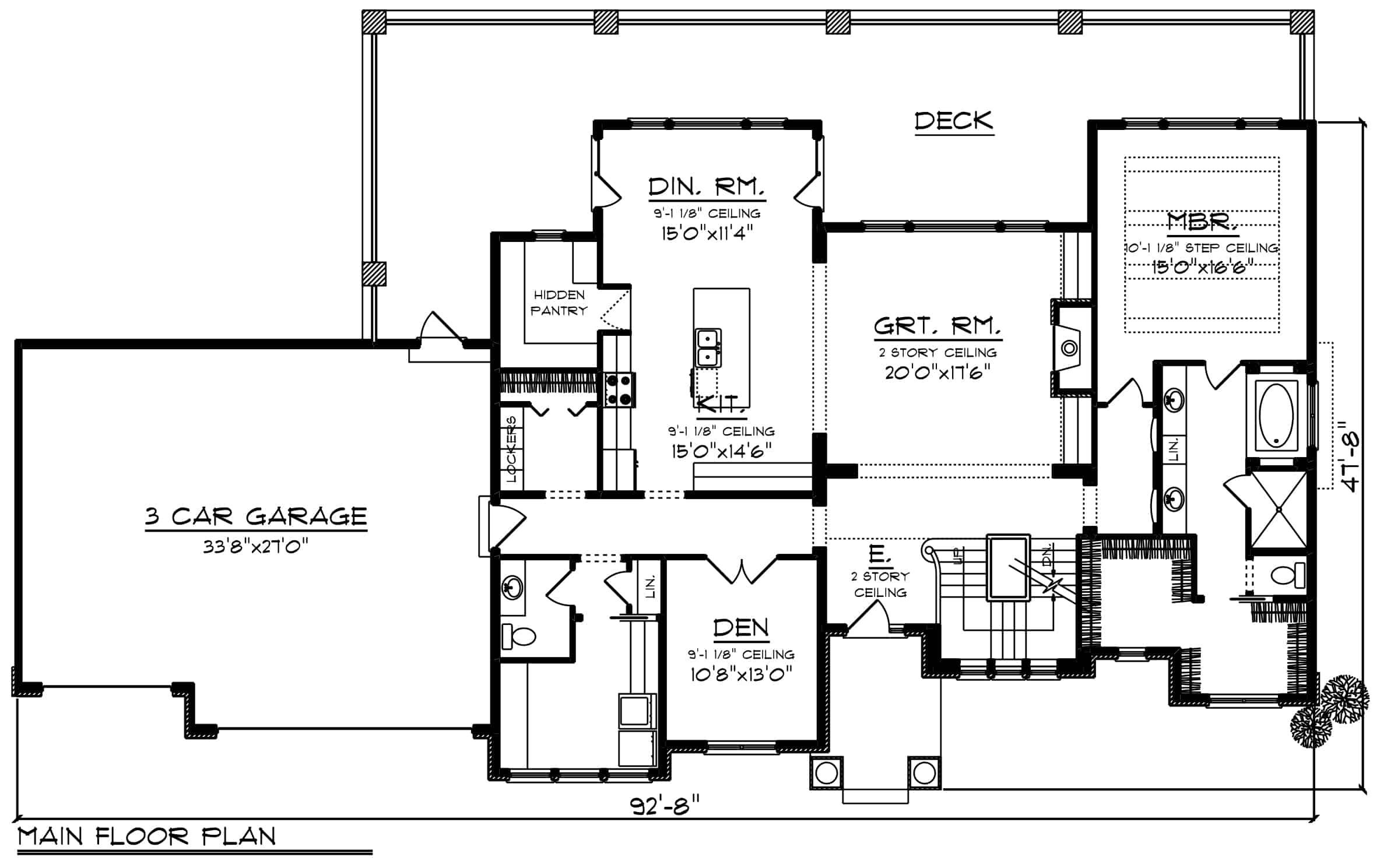 Main Level of Farmhouse Plan #101-2016