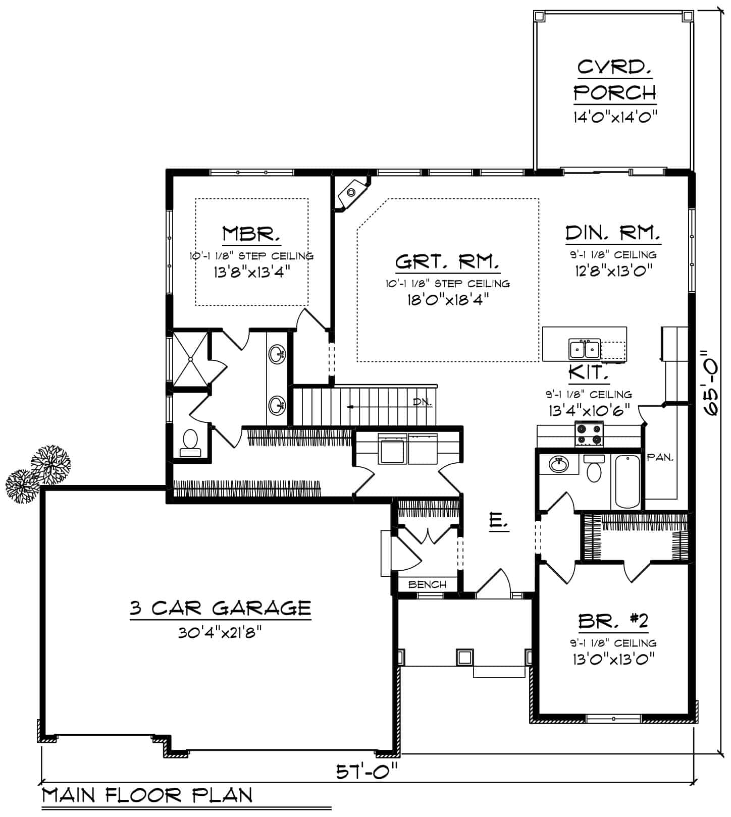 Main Level of Ranch Plan #101-2019