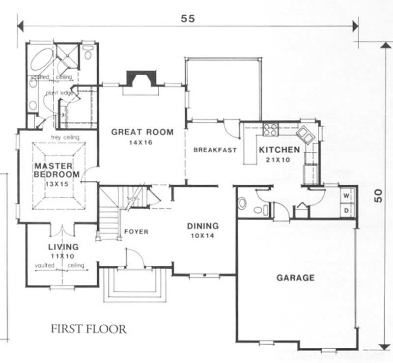 Floor Plan First Story of Contemporary Plan #102-1005