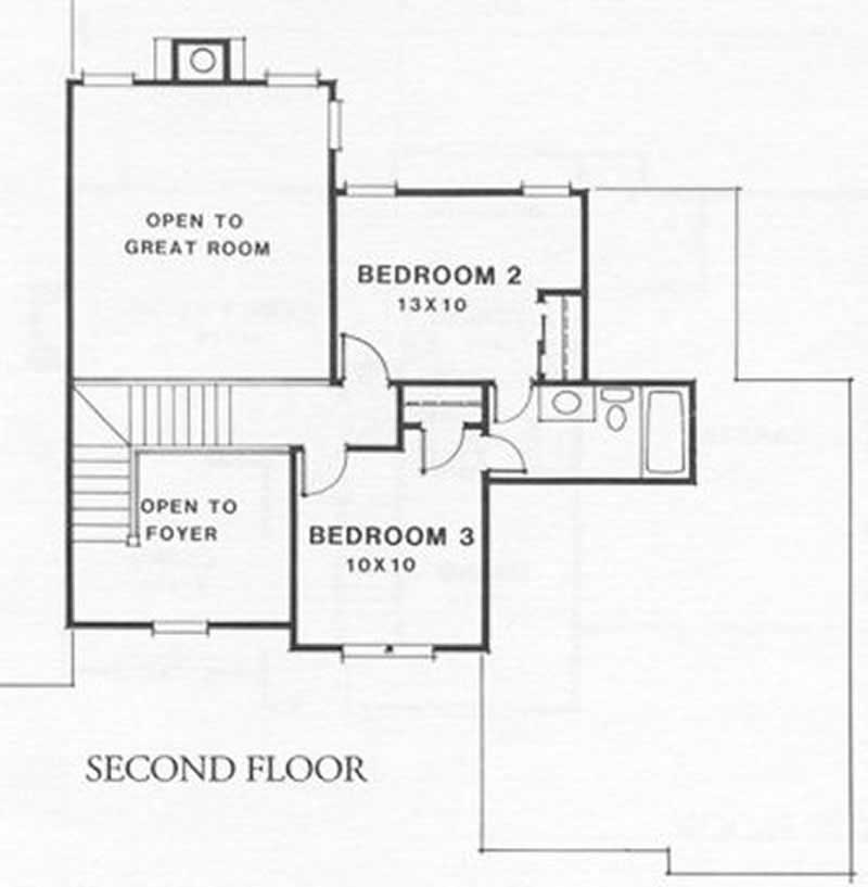 Floor Plan Second Story of Contemporary Plan #102-1005