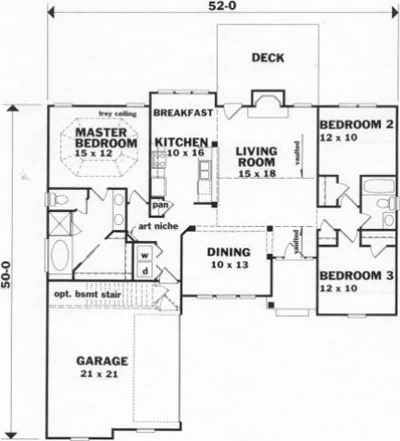 Floor Plan First Story of European Plan #102-1006